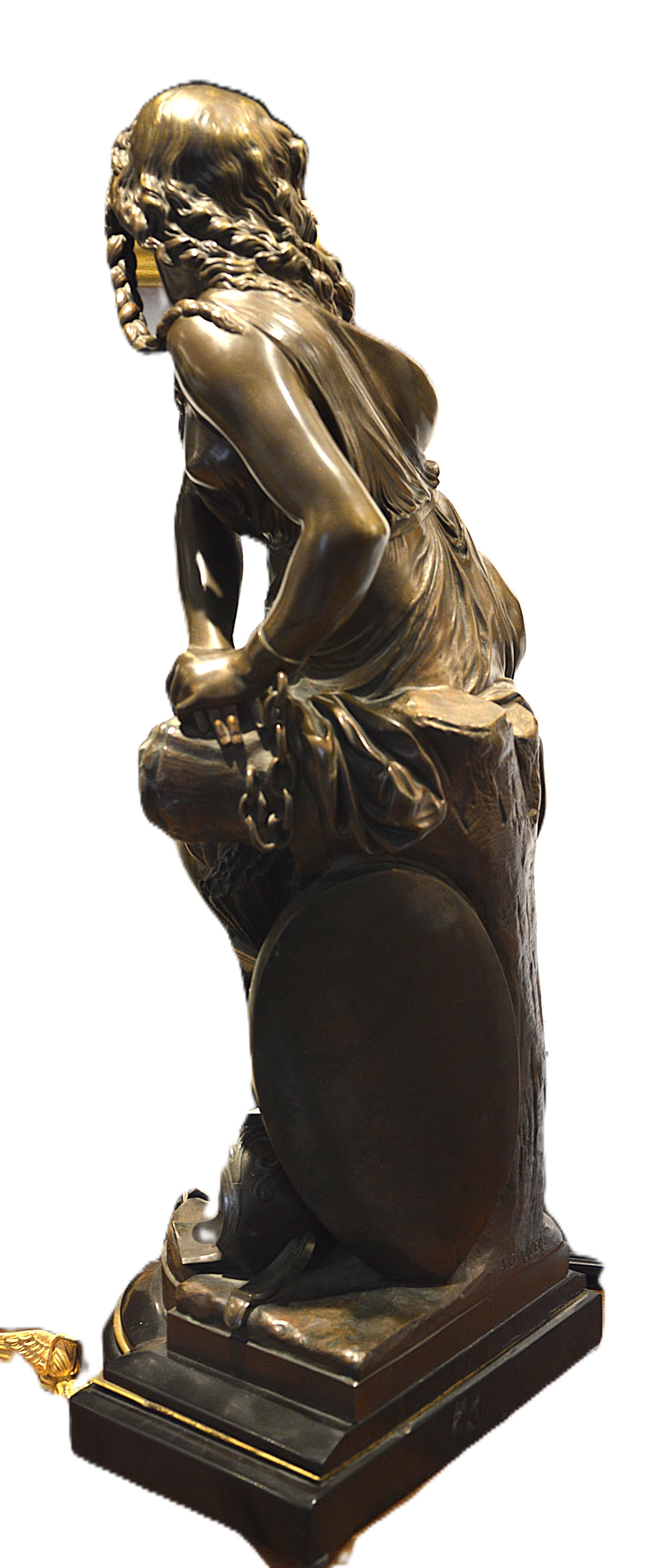 Amazone - Gold Figurative Sculpture by Albert-Ernest Carrier-Belleuse