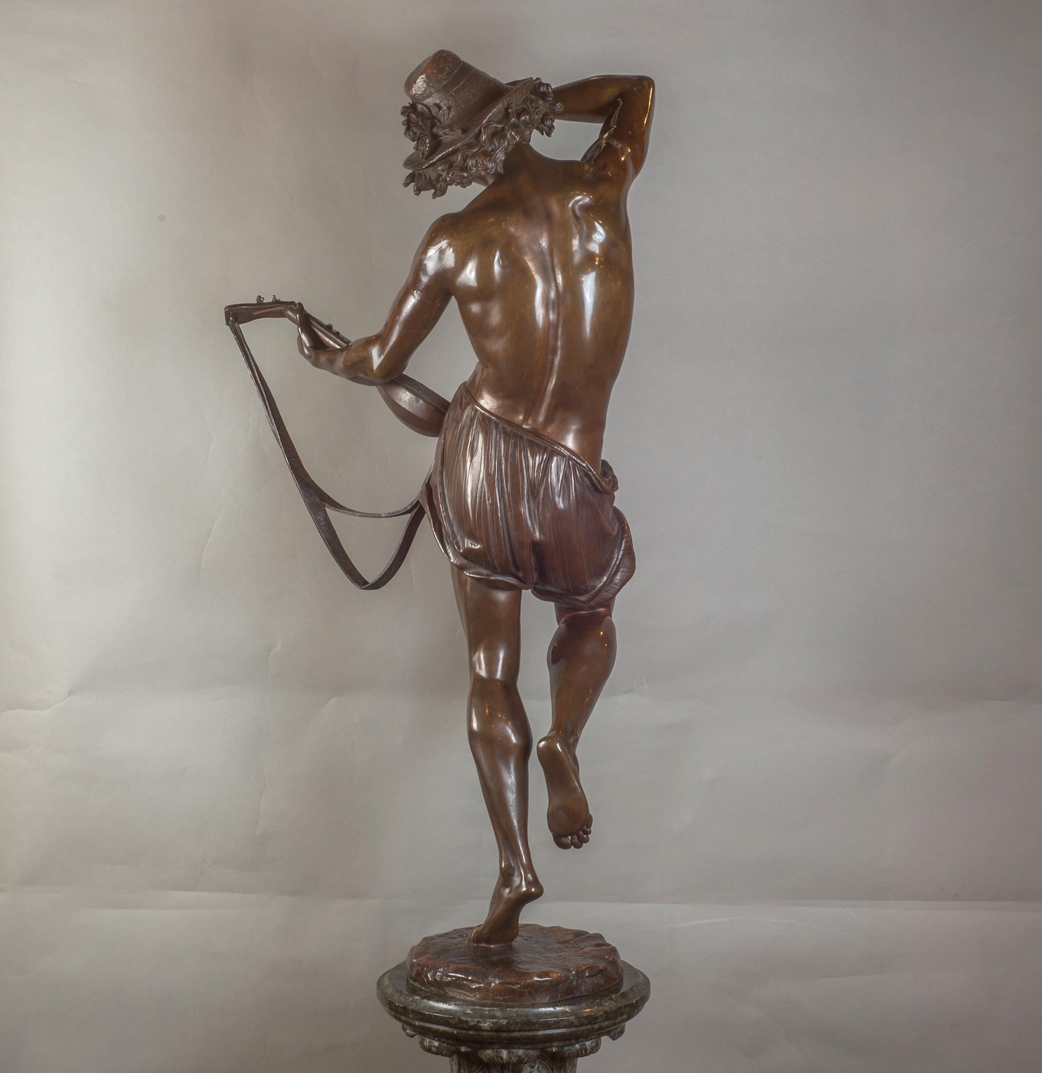 Coppia di ballerine napoletane in bronzo su piedistallo in marmo 6