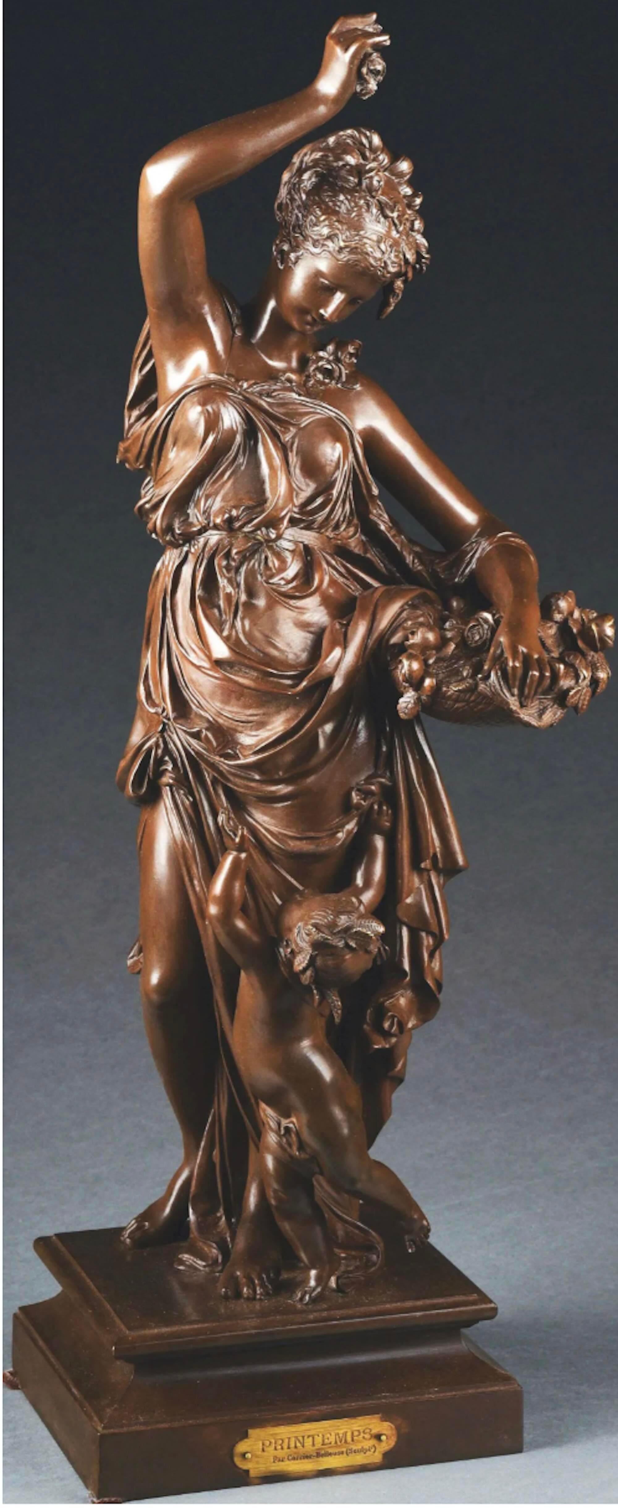 Albert Ernest Carrier Belleuse Figurative Sculpture - "Printemps (springtime)