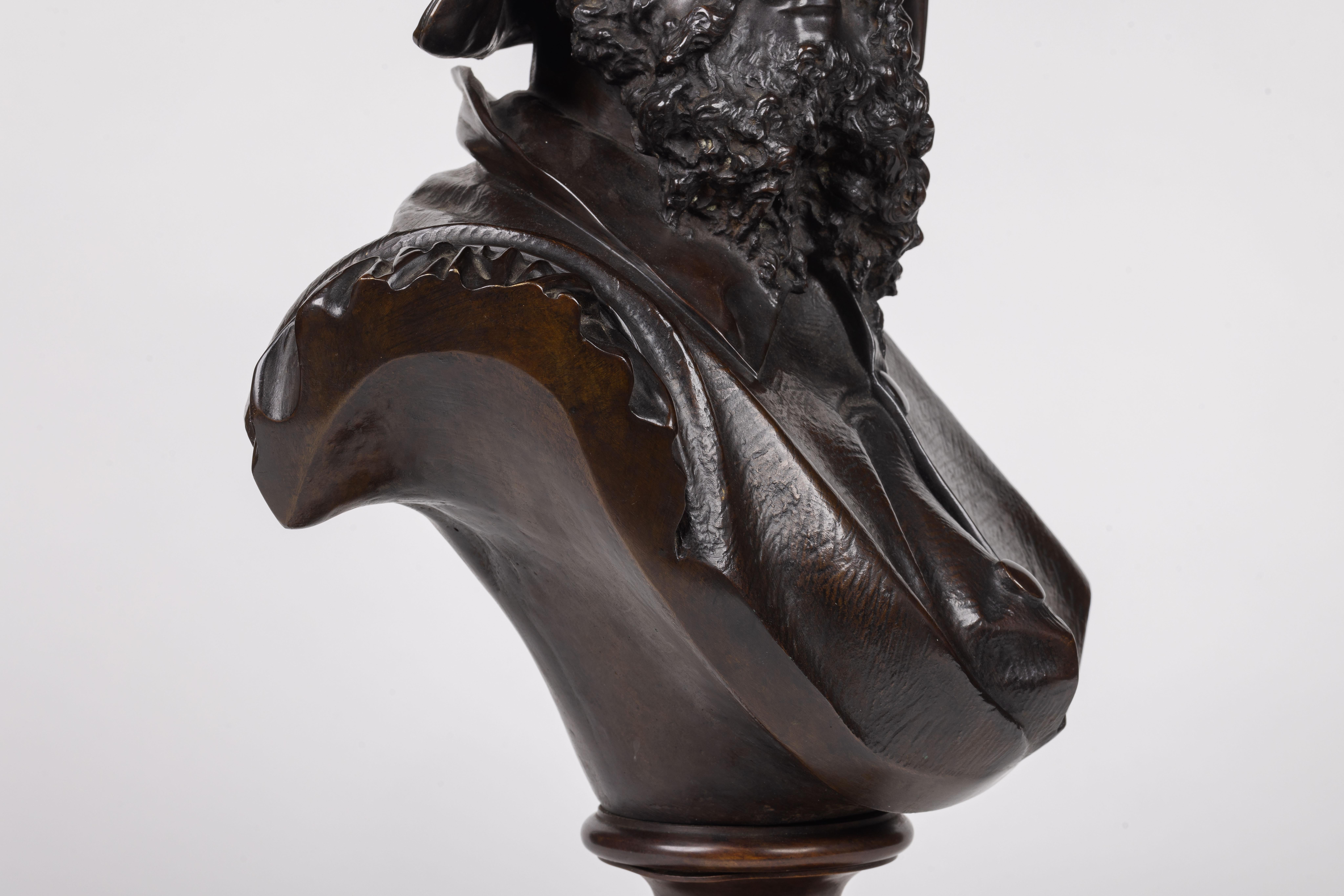 Albert-Ernest Carrier-Belleuse, A Rare and Important Bronze Bust of Michelangelo For Sale 3