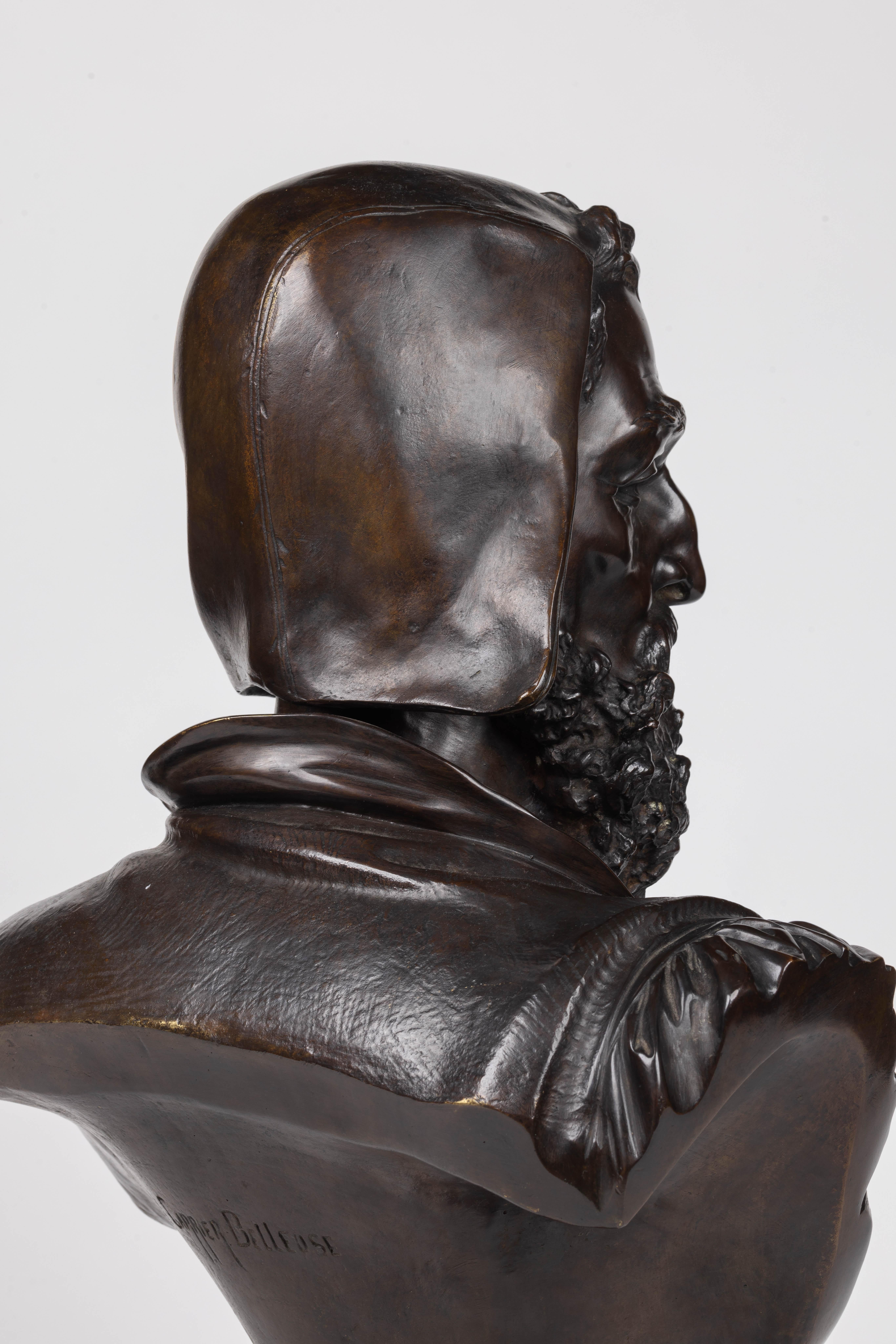 Albert-Ernest Carrier-Belleuse, rare et important buste en bronze de Michel-Ange en vente 3