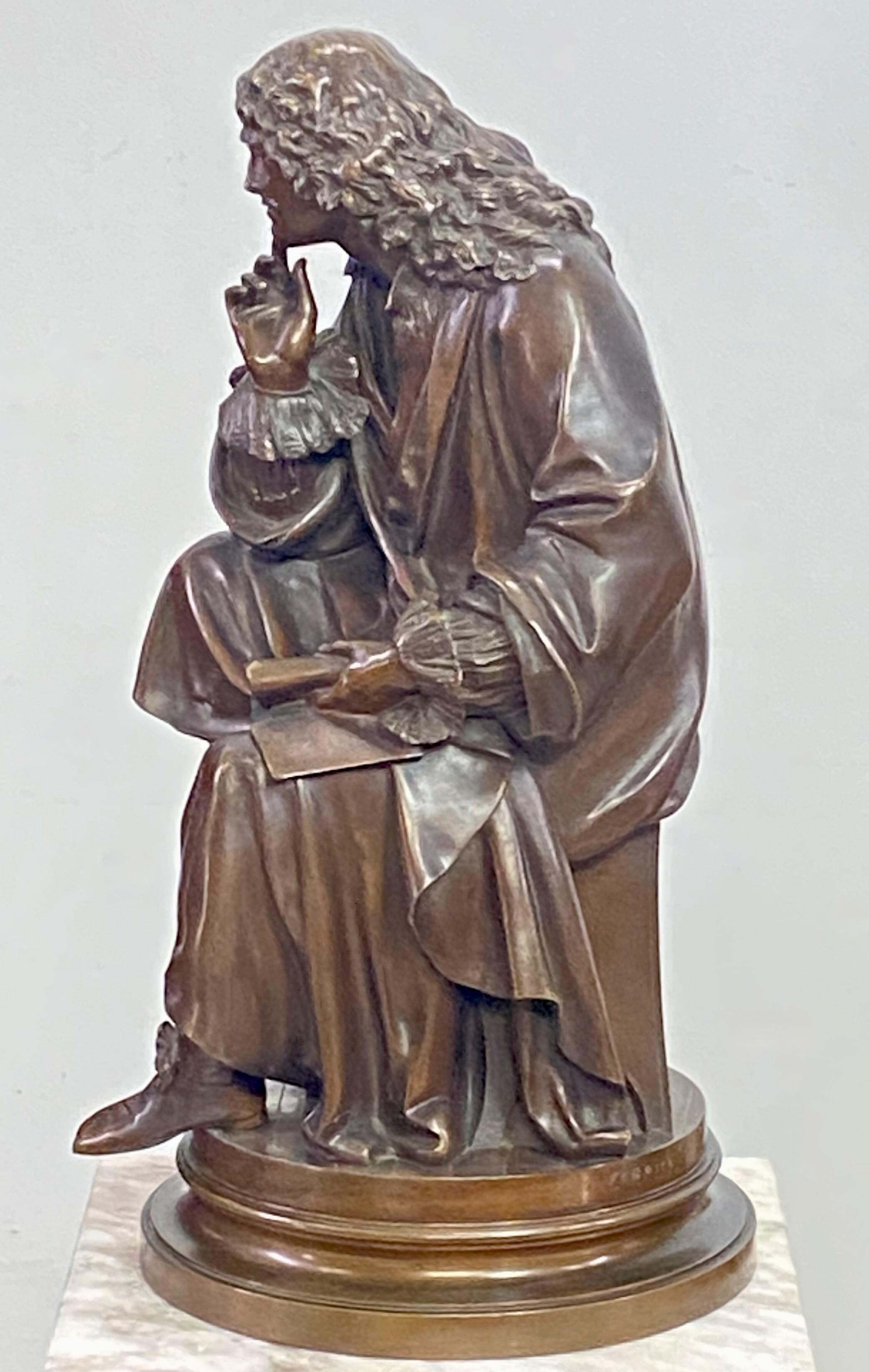 Français Albert-Ernest Carrier-Belleuse Sculpture de Molière en bronze, XIXe siècle en vente