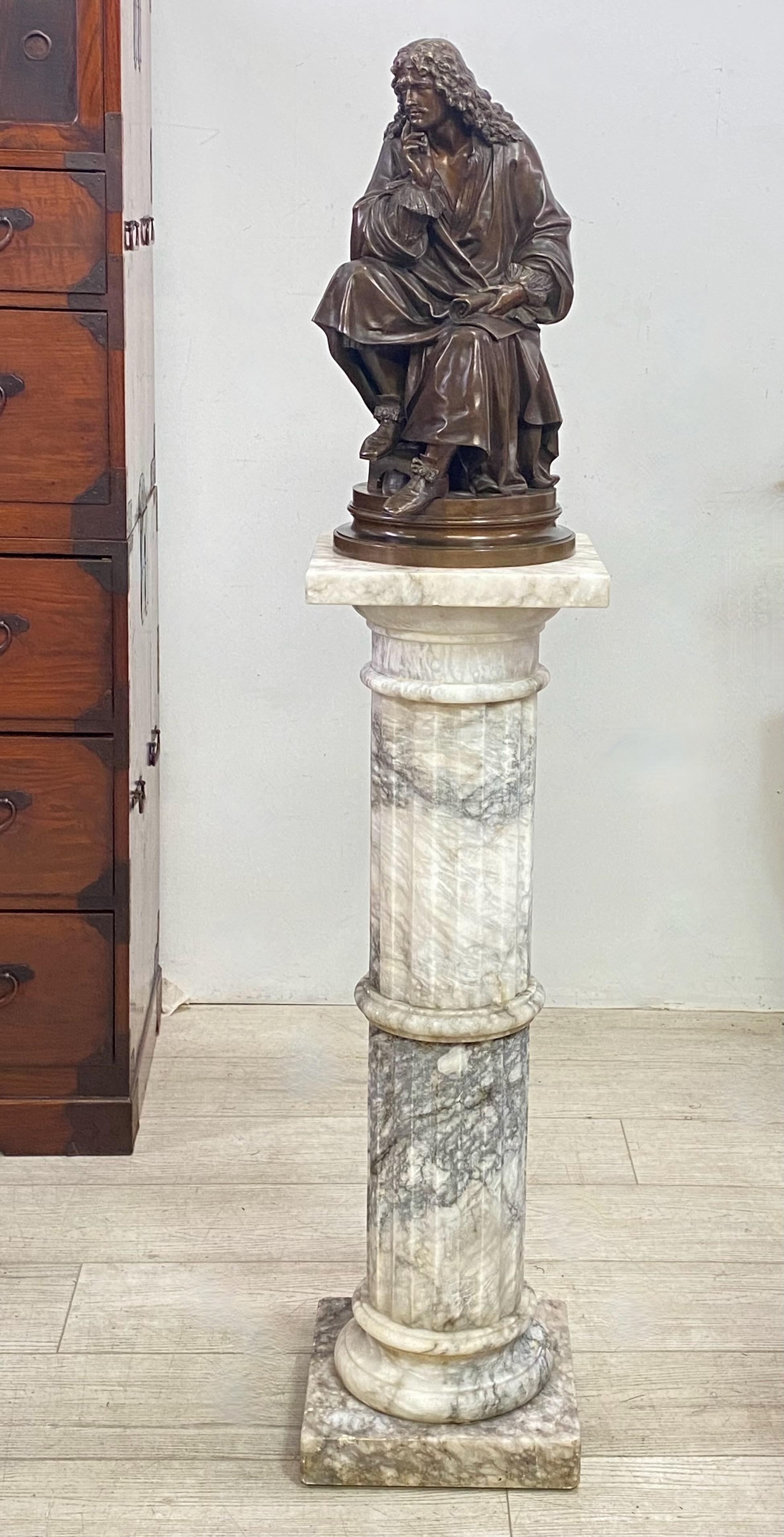 Albert-Ernest Carrier-Belleuse Sculpture de Molière en bronze, XIXe siècle Bon état - En vente à San Francisco, CA