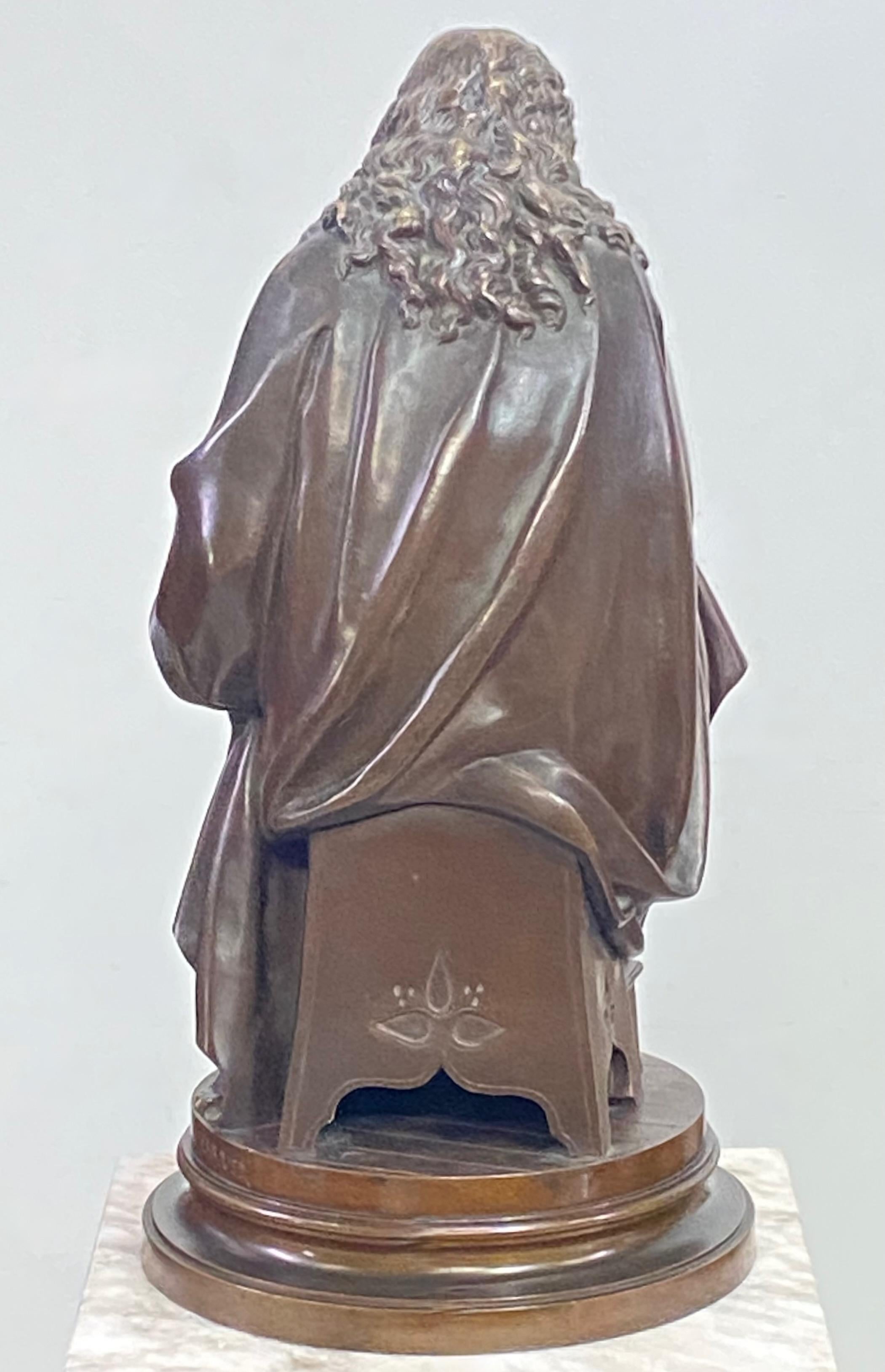 Albert Ernest Carrier-Belleuse Bronze Molière Sculpture, 19th Century In Good Condition For Sale In San Francisco, CA