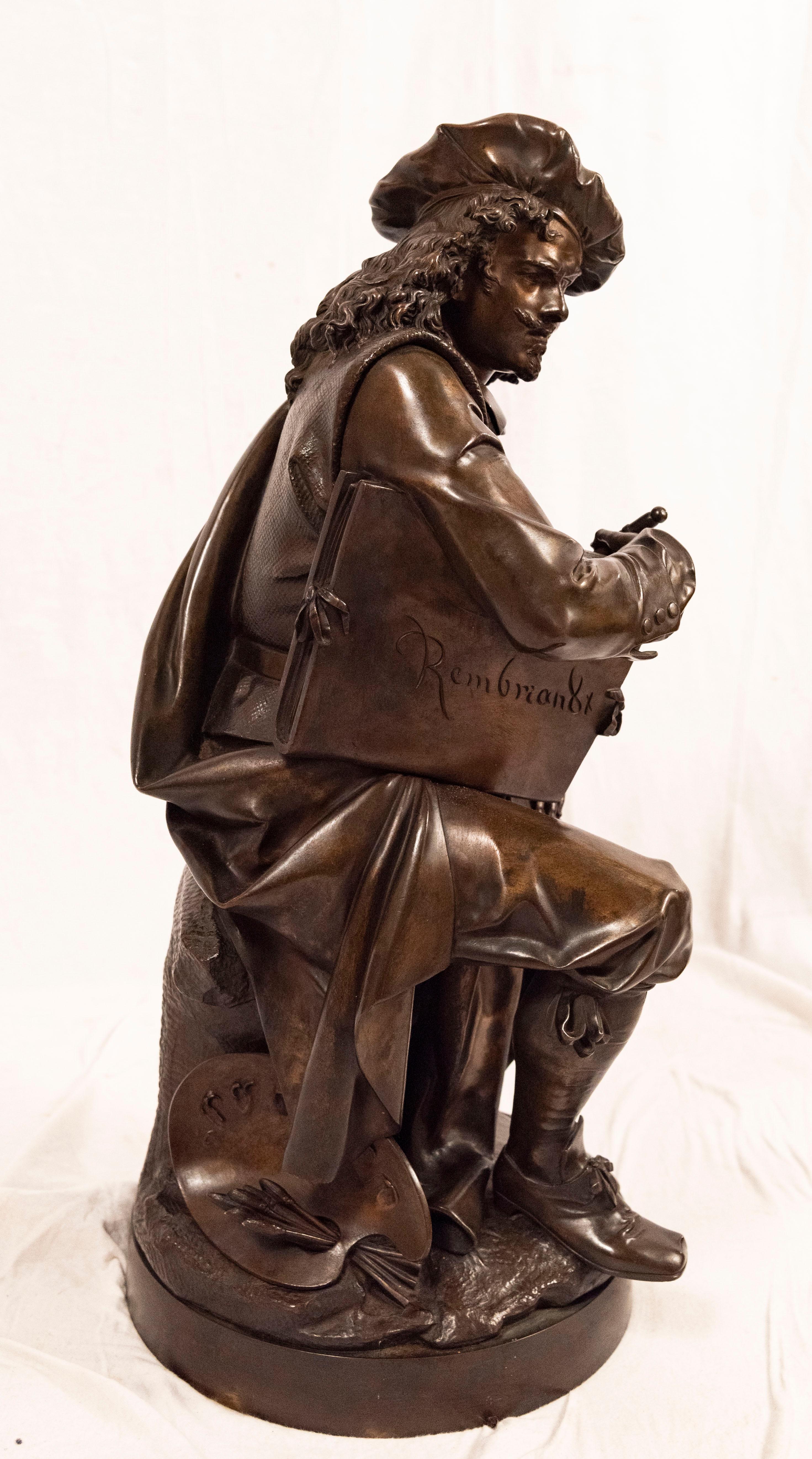 Bronze Albert-Ernest Carrier-Belleuse Portrait of Rembrandt van Rijn For Sale