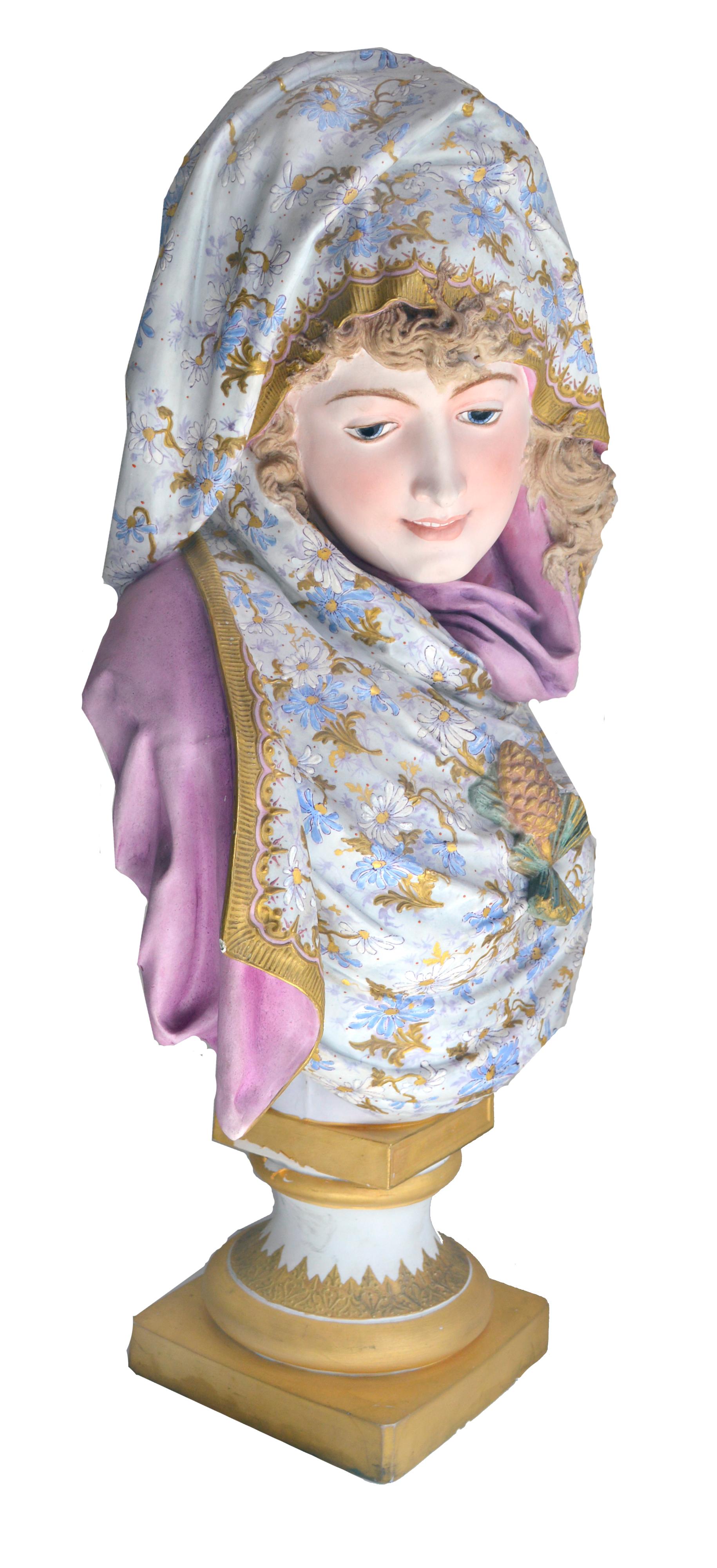 Albert-Ernest Carrier Belleuse Biskuitchrome persische Jungfrau von Albert-Ernest – Sculpture von Albert-Ernest Carrier-Belleuse