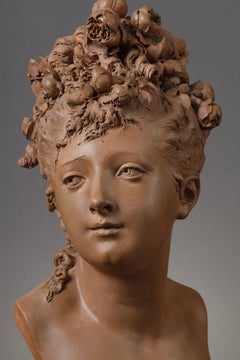 Bust of a young woman with roses