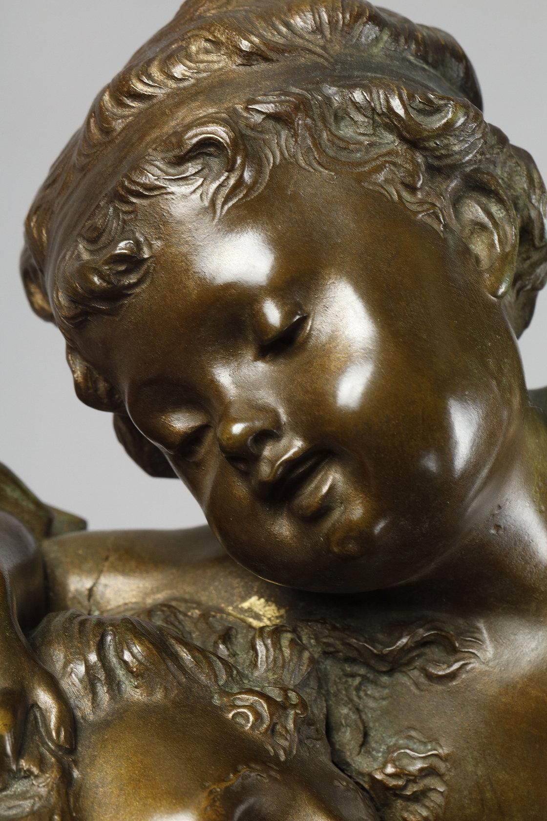Caress of Love - Gold Nude Sculpture by Albert-Ernest Carrier-Belleuse