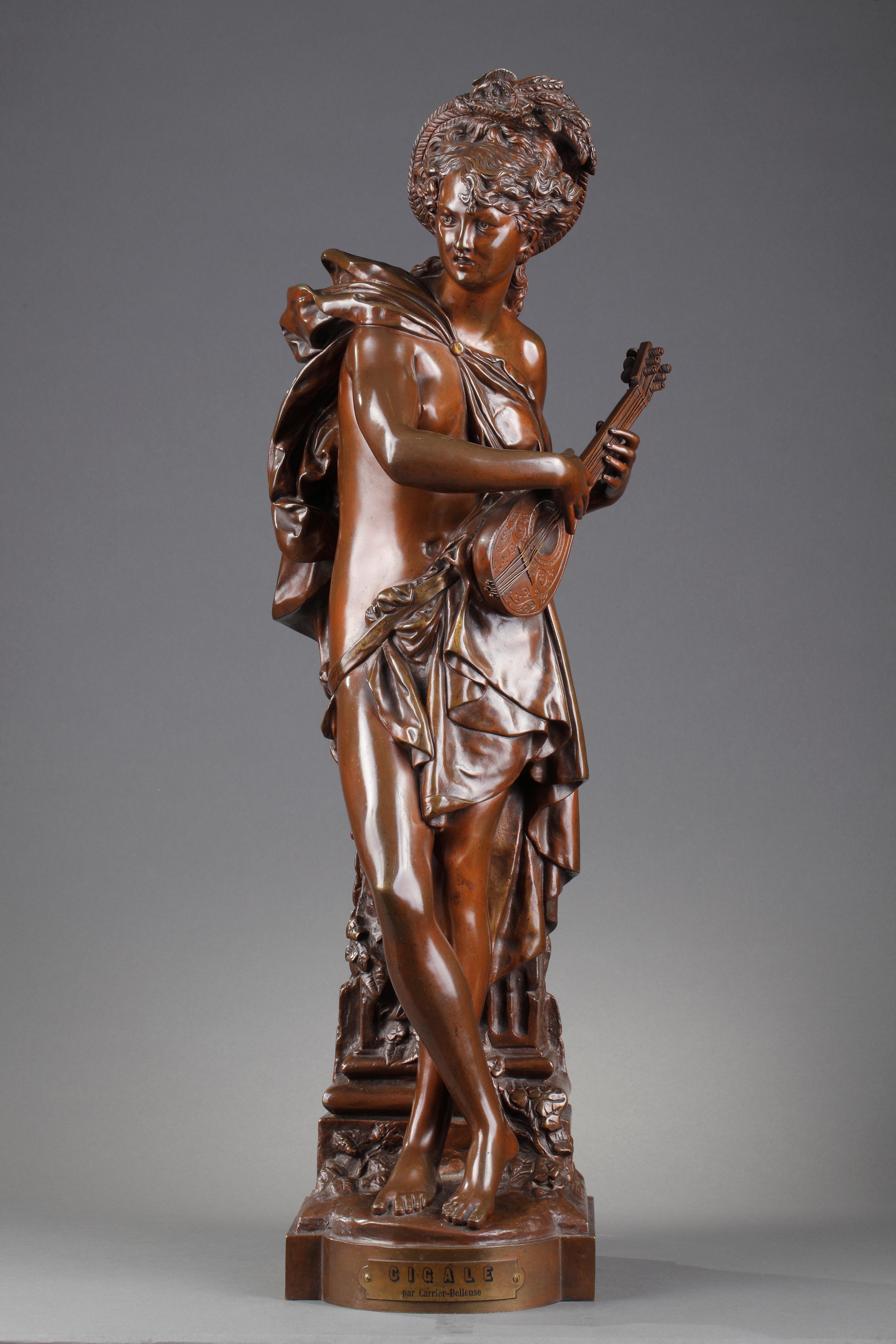 Figurative Sculpture de Albert-Ernest Carrier-Belleuse - Cigale