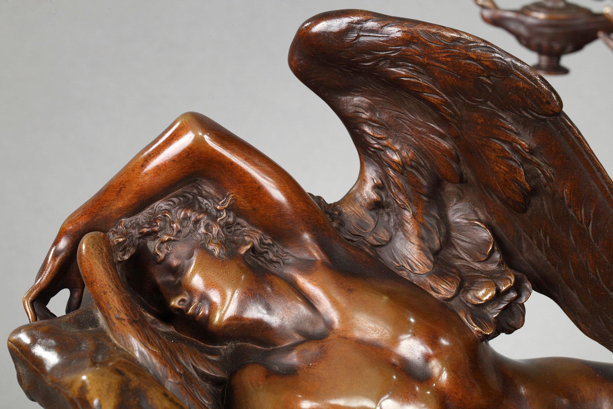 Cupid and Psyche - Gold Nude Sculpture by Albert-Ernest Carrier-Belleuse