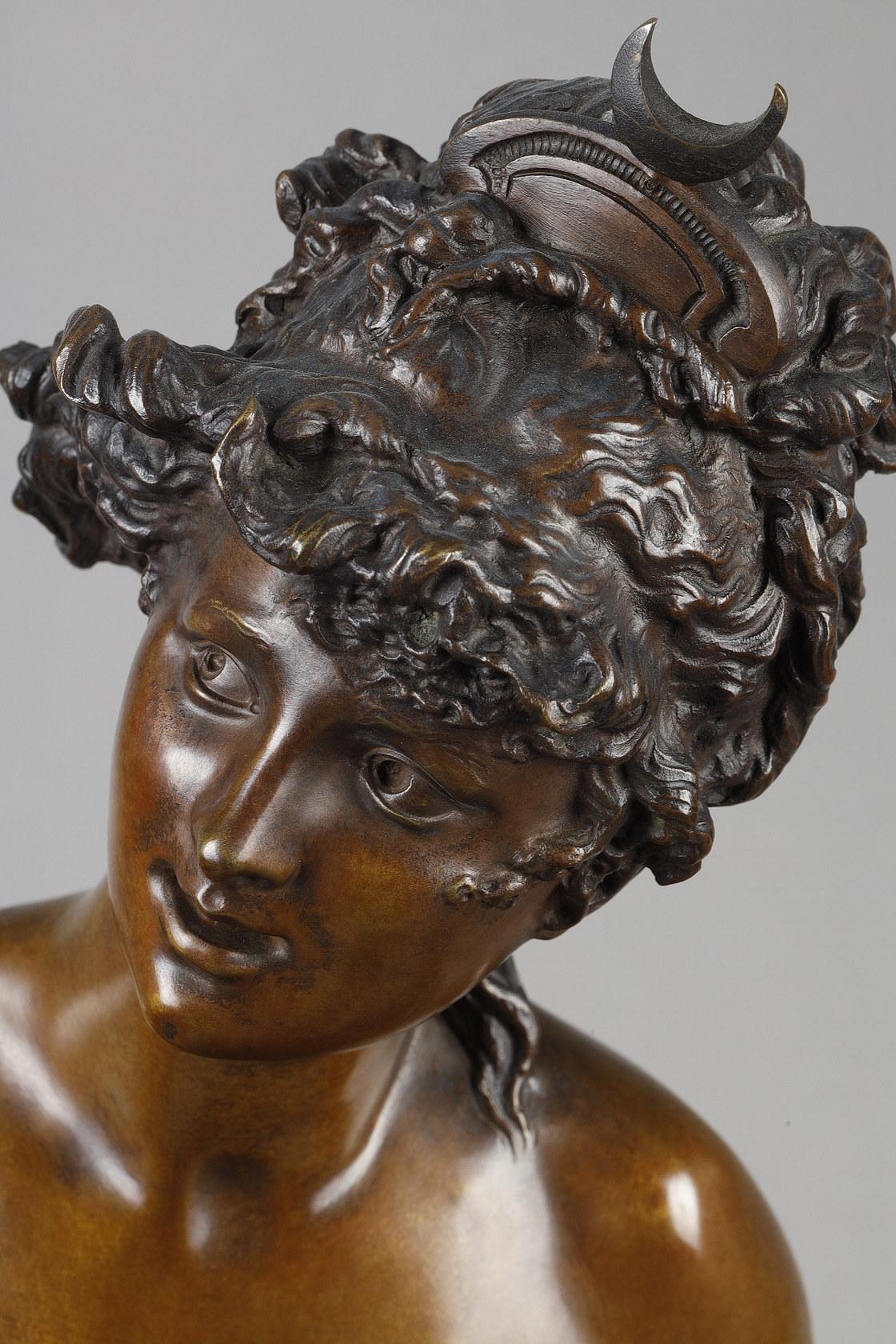 Diana with an arrow - French School Sculpture by Albert-Ernest Carrier-Belleuse