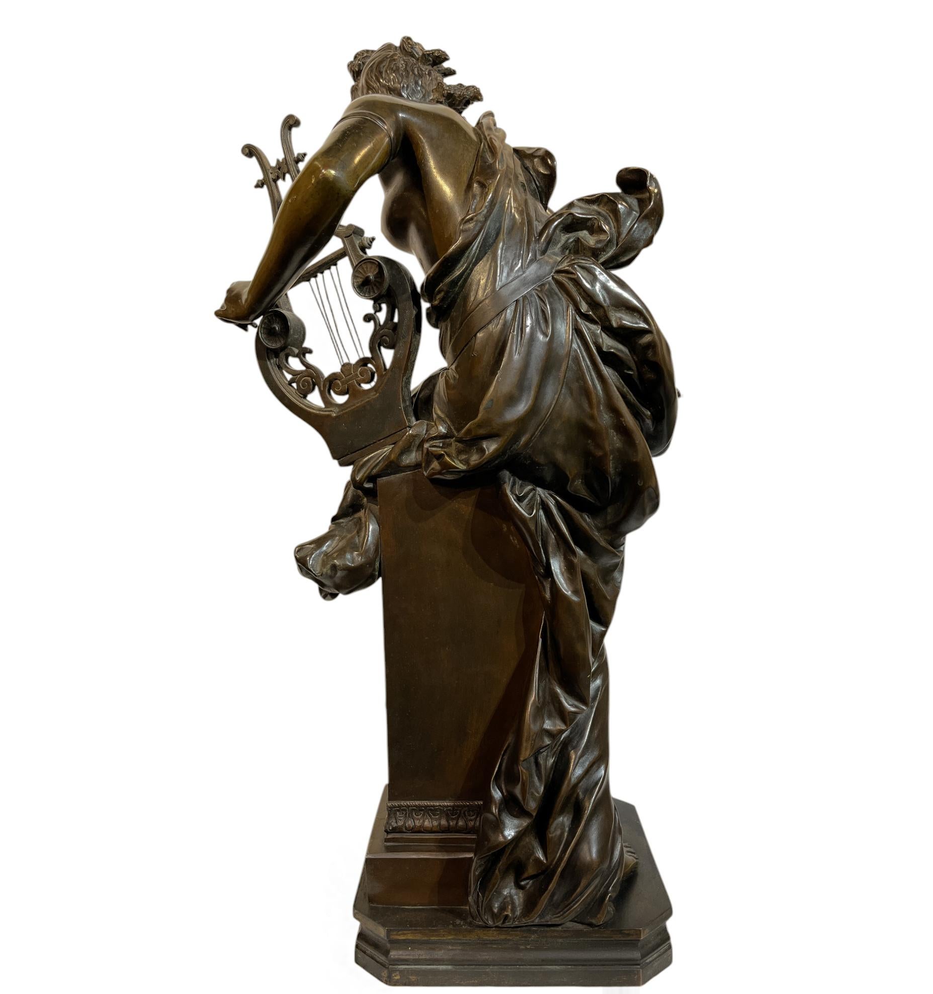Albert-Ernest Carrier-Belleuse (1824 - 1887)

Female Figural Bronze Sculpture Melodie (Melody) 

A young lady with a lyre  in bronze with a dark green patina

19th Century 

31