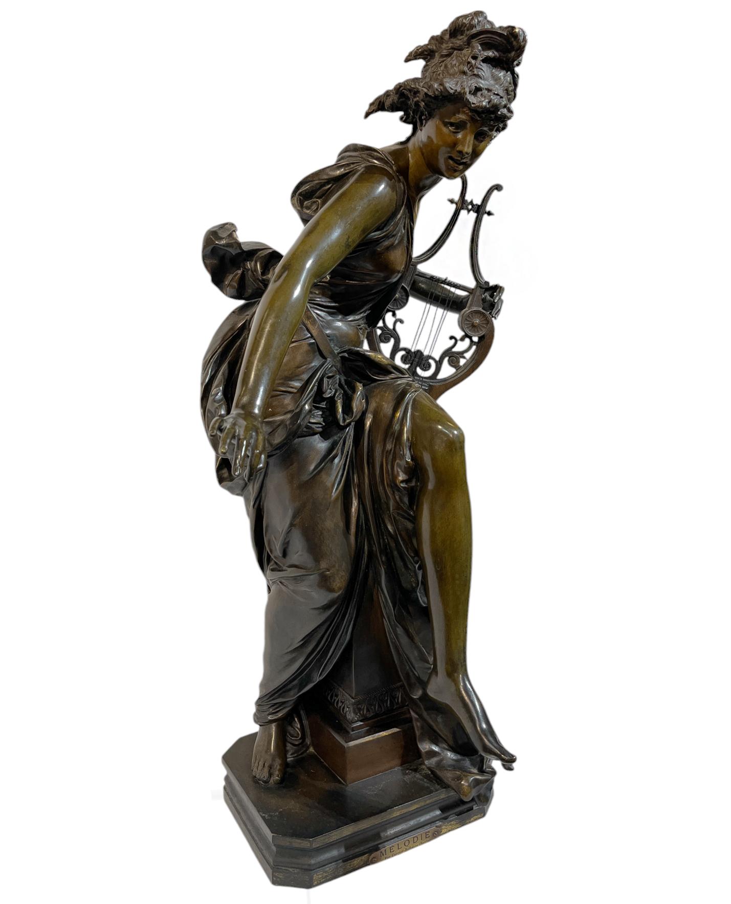 Albert Ernest Carrier-Belleuse A Figural Bronze Sculpture Melodie For Sale 2