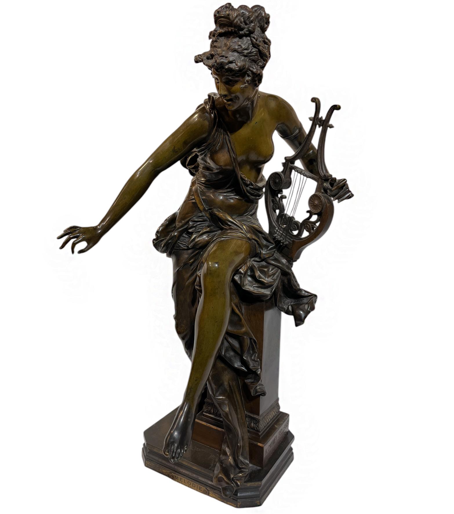 Albert Ernest Carrier-Belleuse A Figural Bronze Sculpture Melodie For Sale 3