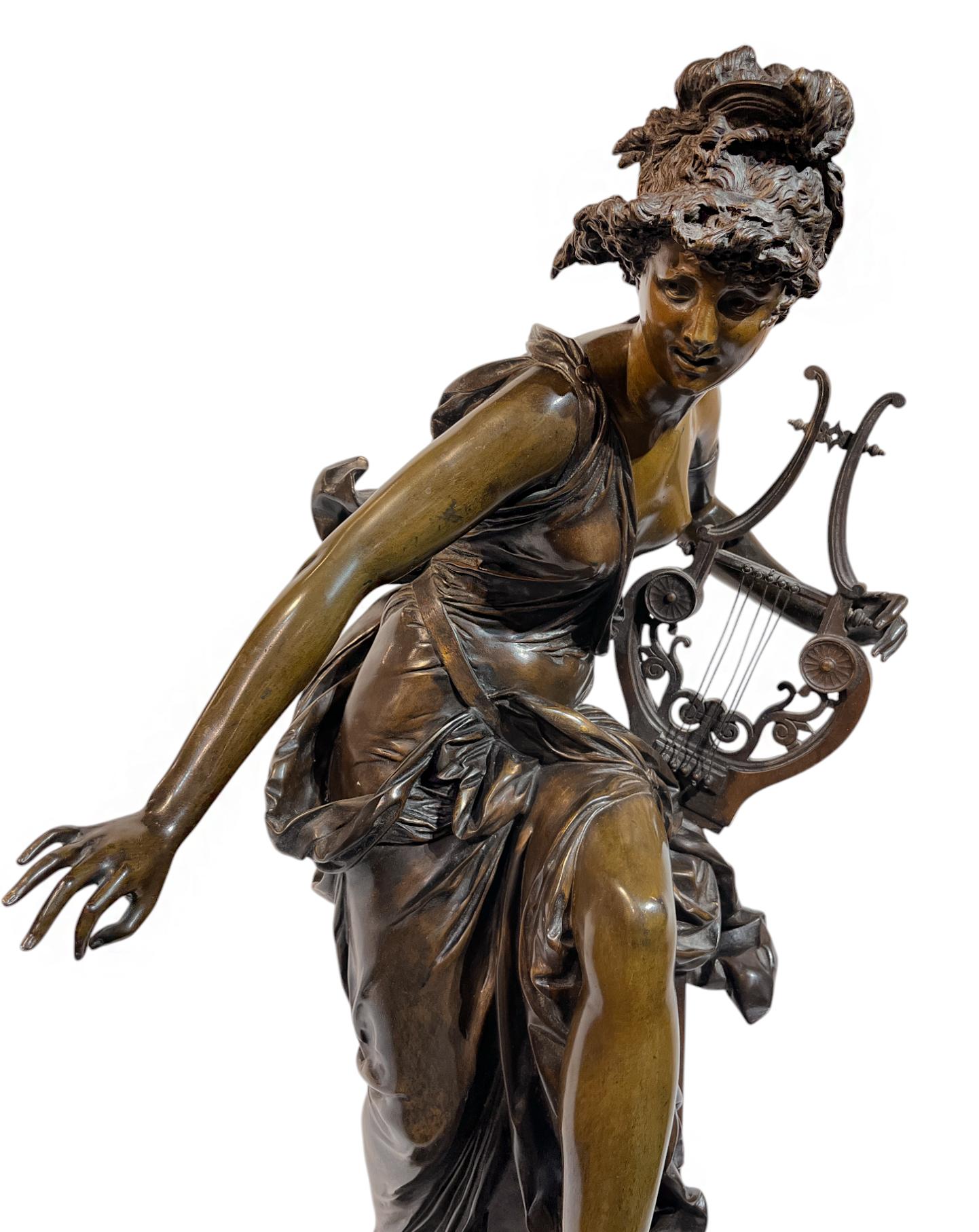 Albert Ernest Carrier-Belleuse A Figural Bronze Sculpture Melodie For Sale 5