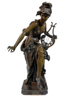 Albert-Ernest Carrier-Belleuse Una scultura figurativa in bronzo Melodie