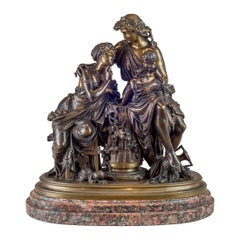 Fine Quality Patinated and Gilt Bronze Group by A. Carrier-Belleuse