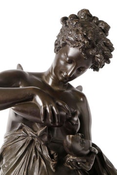 French 19th century large bronze sculpture of Greek goddess Psyche