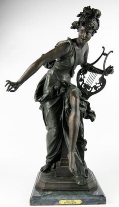 Grande sculpture française ancienne en bronze d'après Carrier-Belleuse MÉLODIE