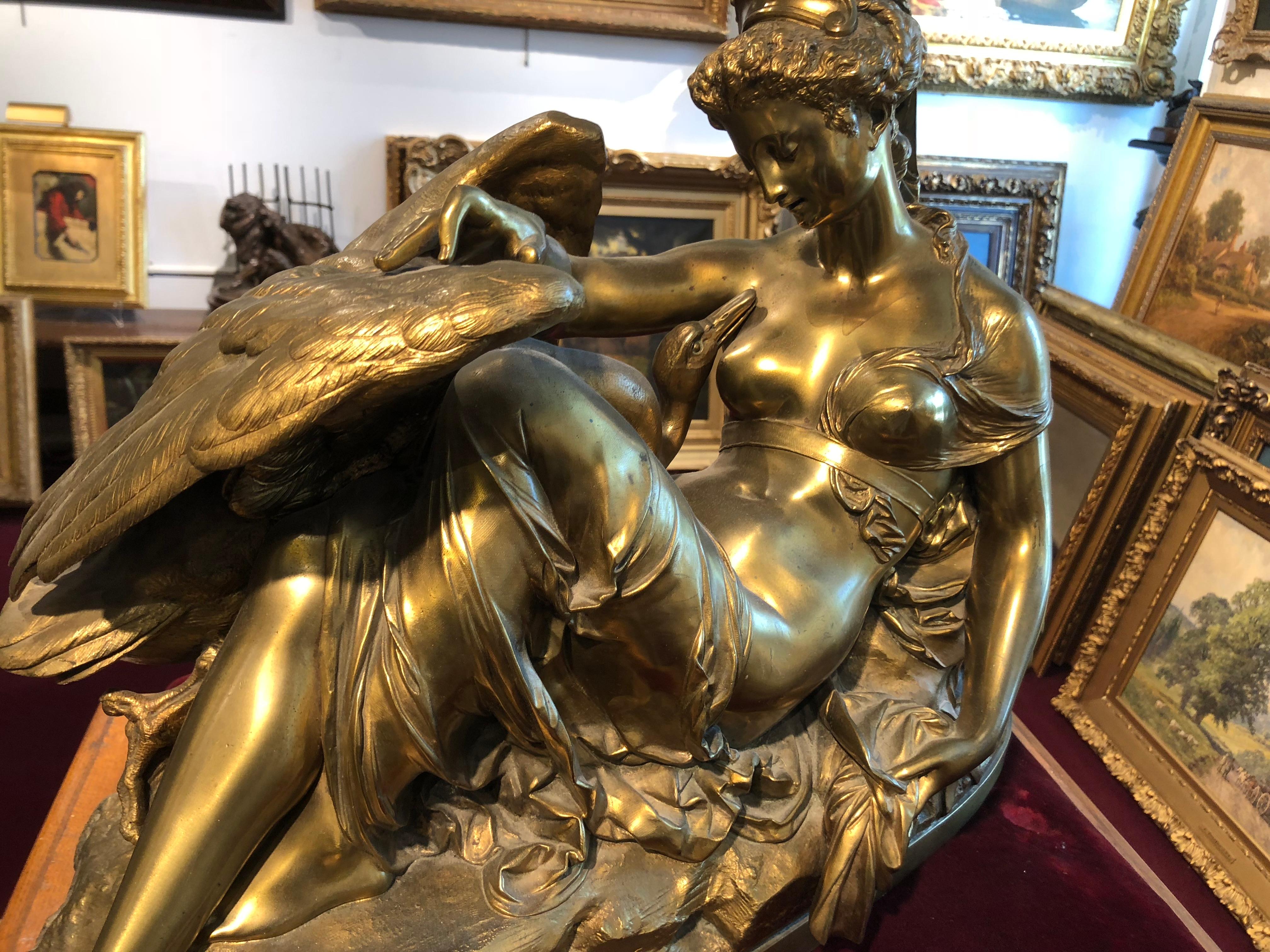 Leda and the Swan - Sculpture by Albert-Ernest Carrier-Belleuse