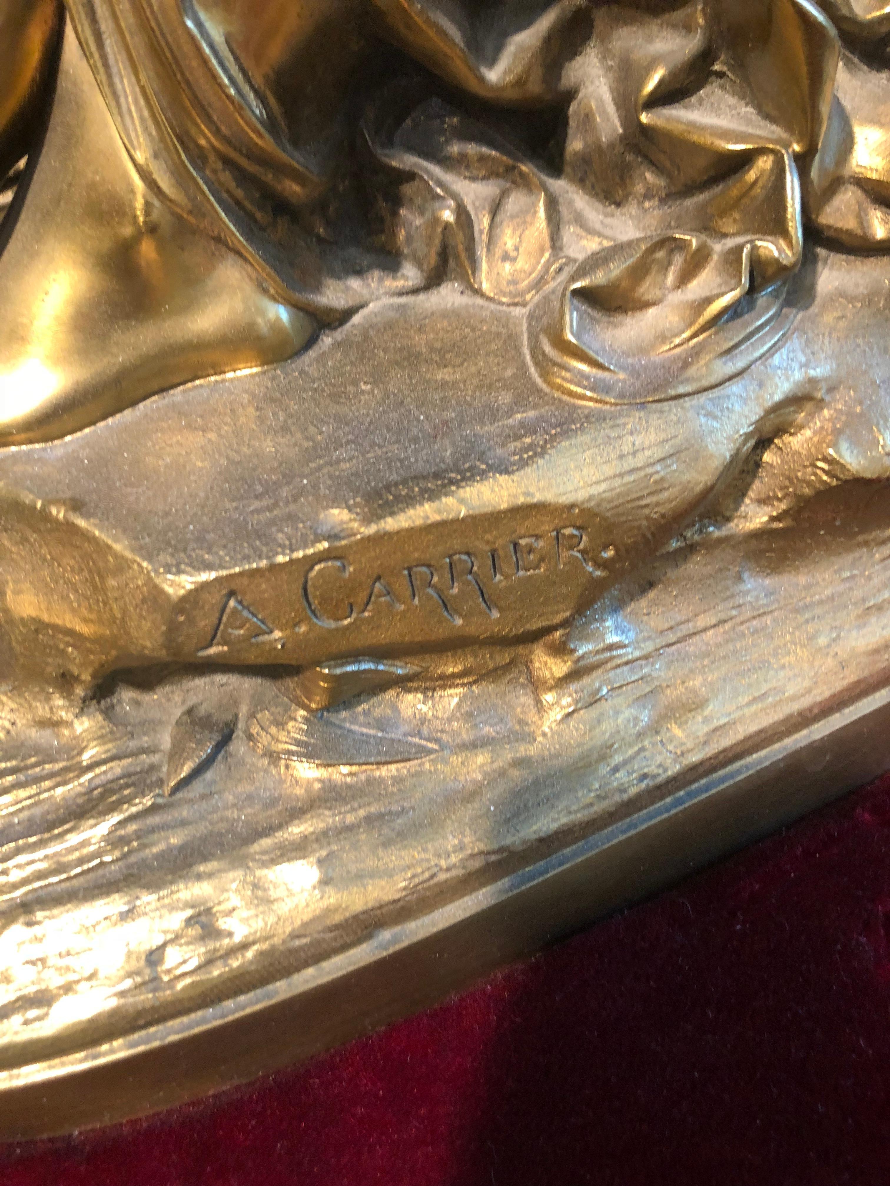 Leda et le cygne - Victorien Sculpture par Albert-Ernest Carrier-Belleuse