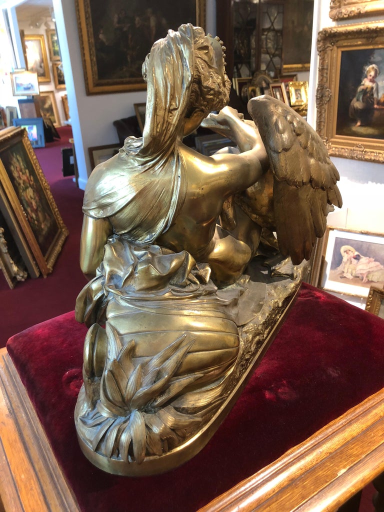 Albert-Ernest Carrier-Belleuse - Leda and the Swan For Sale at 1stdibs