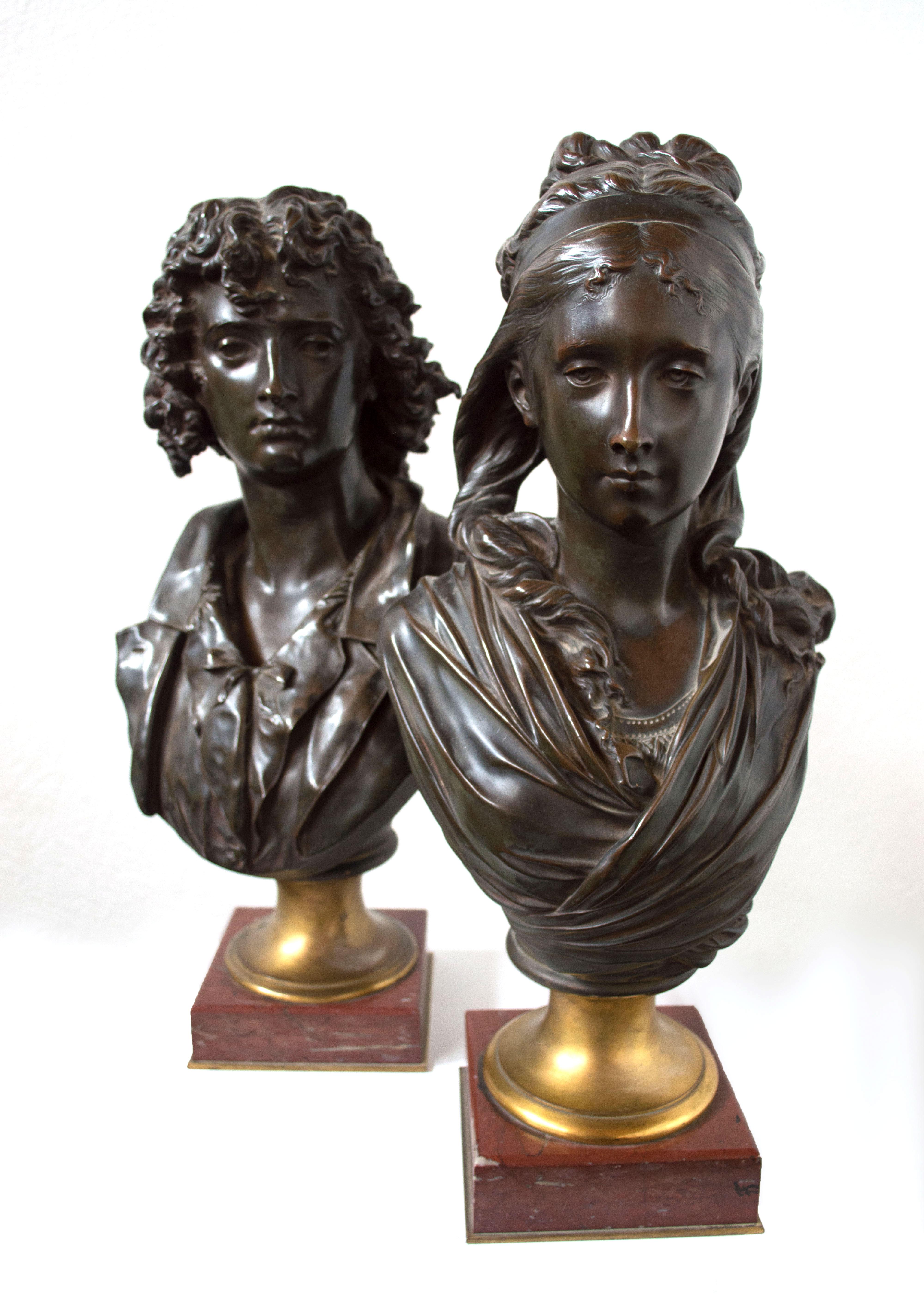 Pair of 19th Century Busts by Albert Ernest Carrier-Belleuse