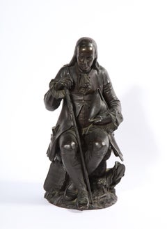 Rare Patinated Bronze Sculpture of Benjamin Franklin, by A. Carrier-Belleuse