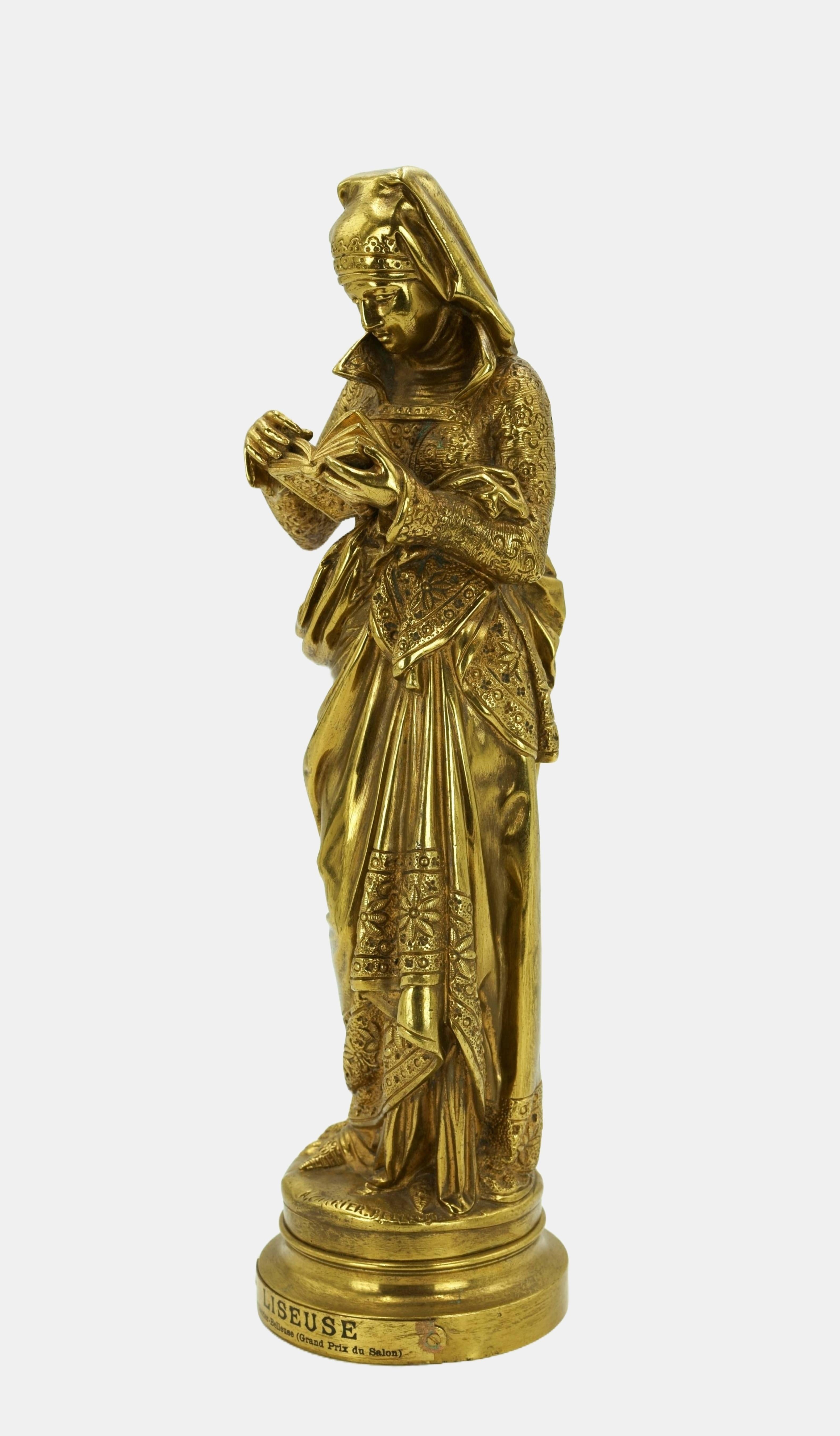 Reading Woman / - The golden glow of imagination - - Sculpture by Albert-Ernest Carrier-Belleuse
