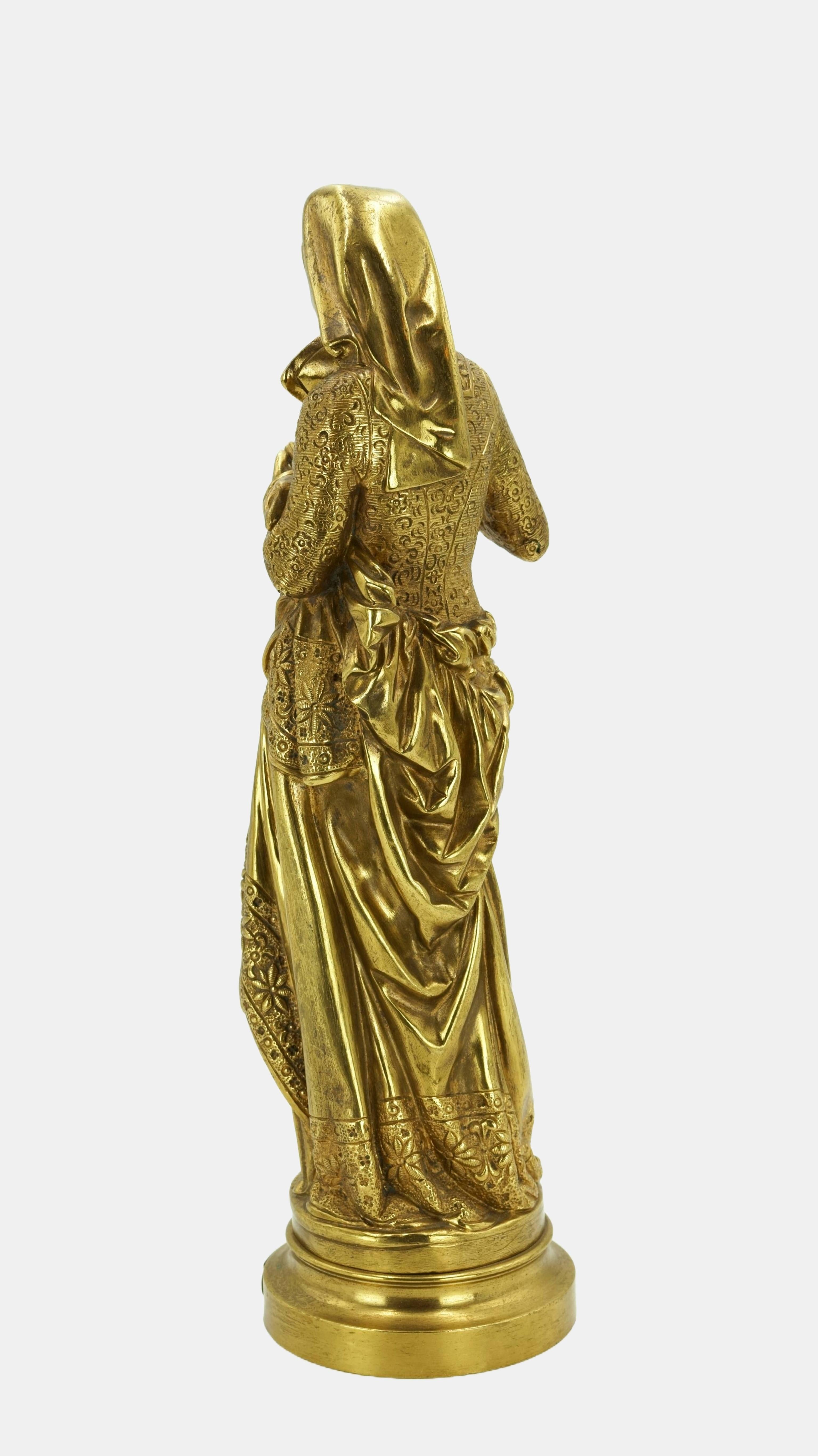 Reading Woman / - The golden glow of imagination - - Gold Figurative Sculpture by Albert-Ernest Carrier-Belleuse