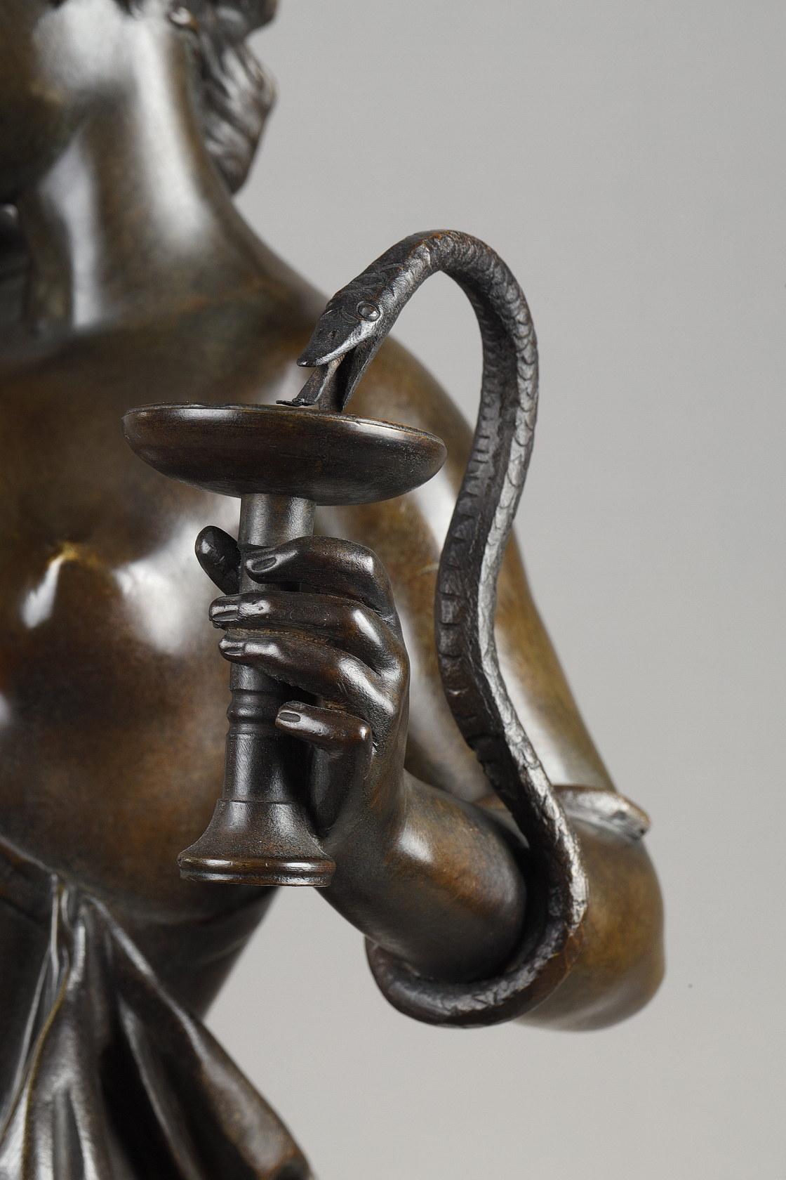 Snake Charmer - French School Sculpture by Albert-Ernest Carrier-Belleuse