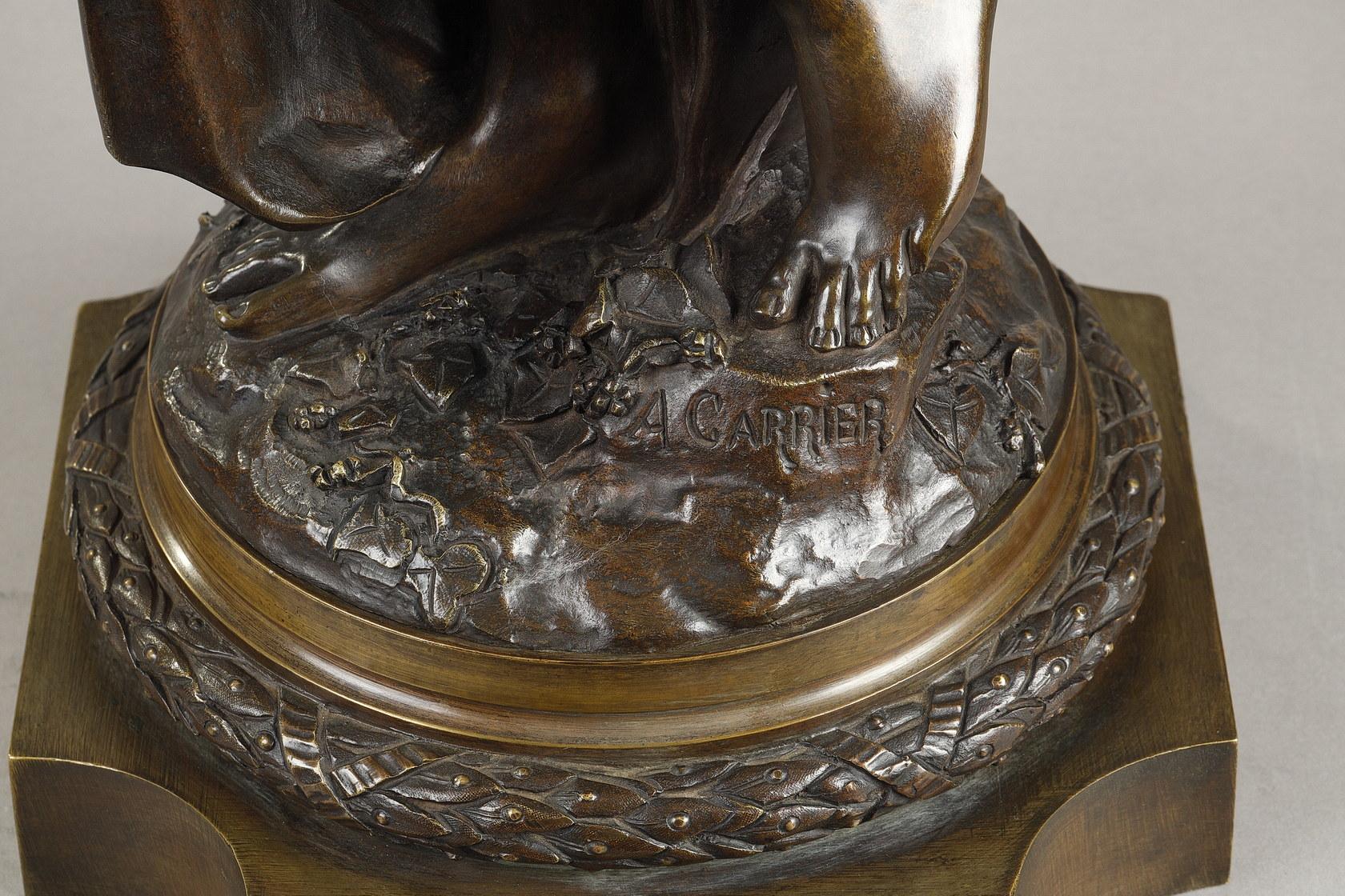 Schlangenbeschwörer (Gold), Figurative Sculpture, von Albert-Ernest Carrier-Belleuse