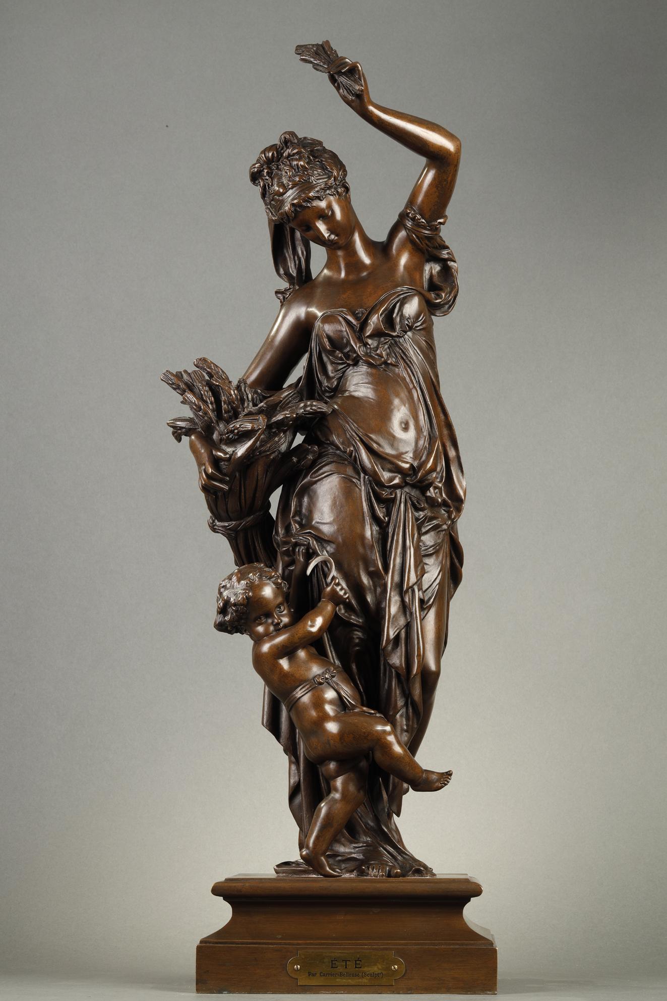 Albert-Ernest Carrier-Belleuse Figurative Sculpture - Summer