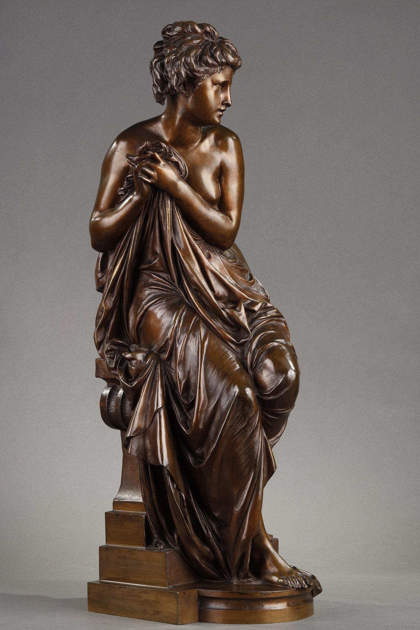 Susanna - Gold Nude Sculpture by Albert-Ernest Carrier-Belleuse
