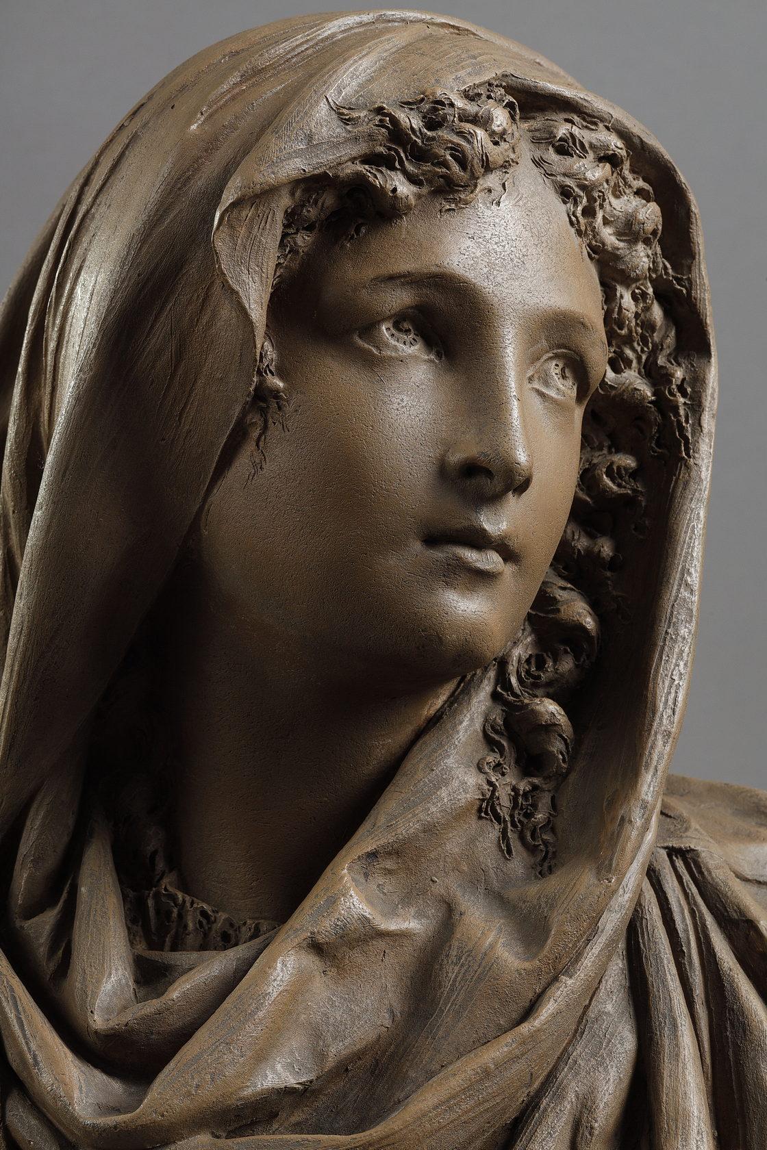 Young woman wearing a shawl - Sculpture by Albert-Ernest Carrier-Belleuse