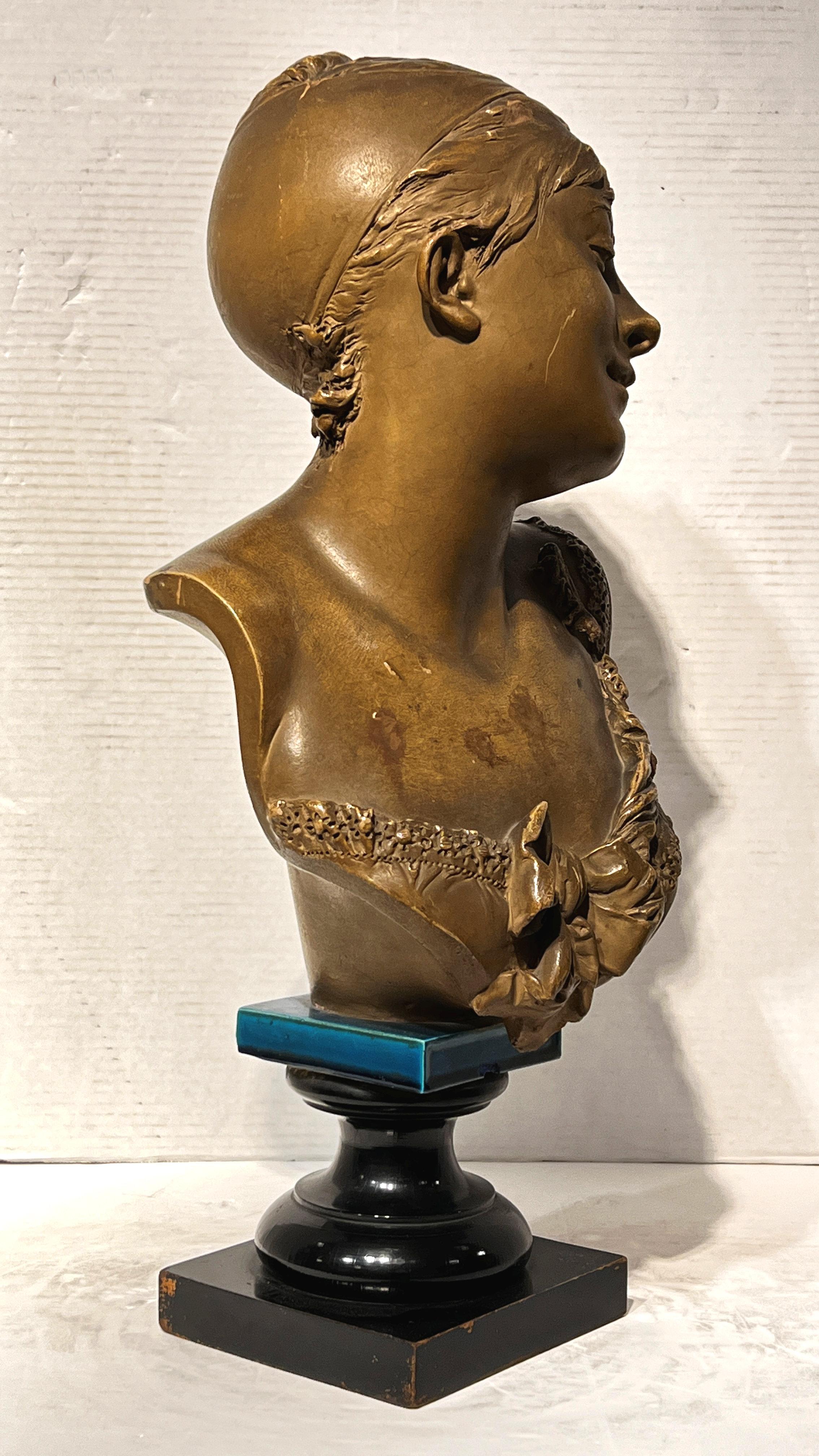 Albert-Ernest Carrier-Belleuse Terracotta Bust of a Girl 1