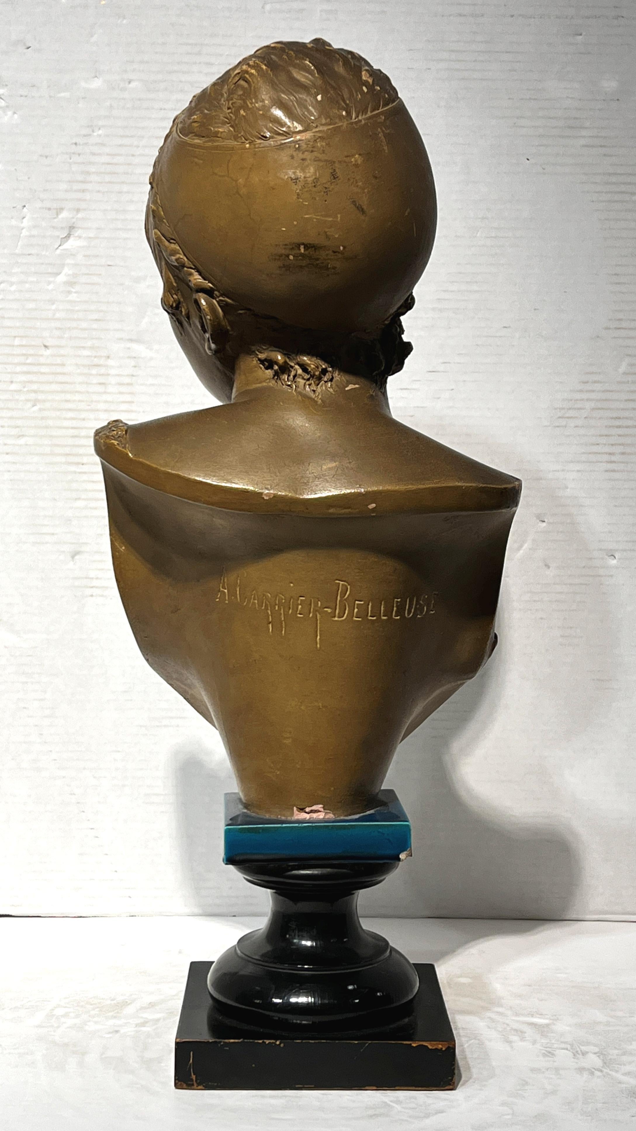 Albert-Ernest Carrier-Belleuse Terracotta Bust of a Girl 3