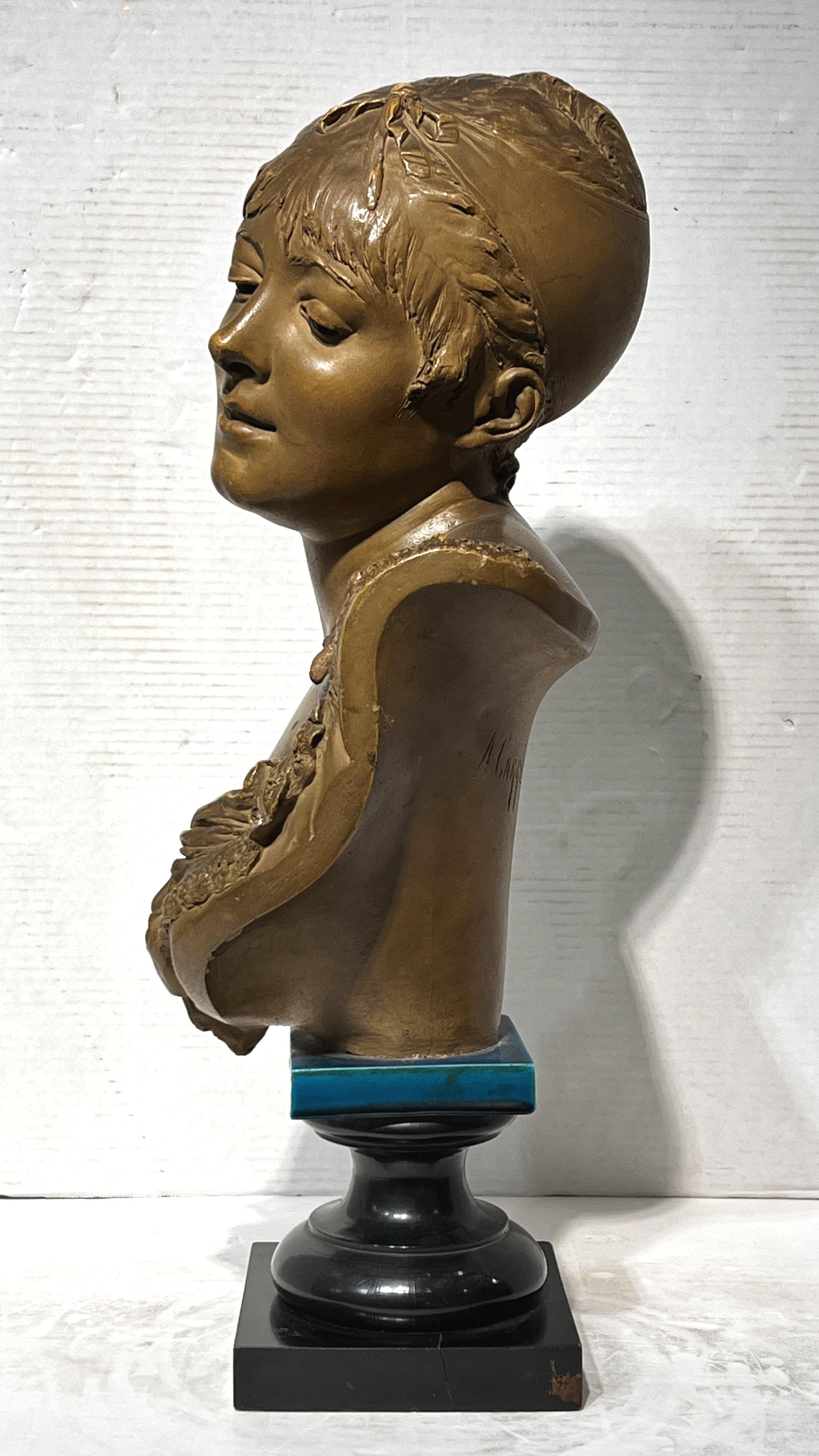 Albert-Ernest Carrier-Belleuse Terracotta Bust of a Girl 4