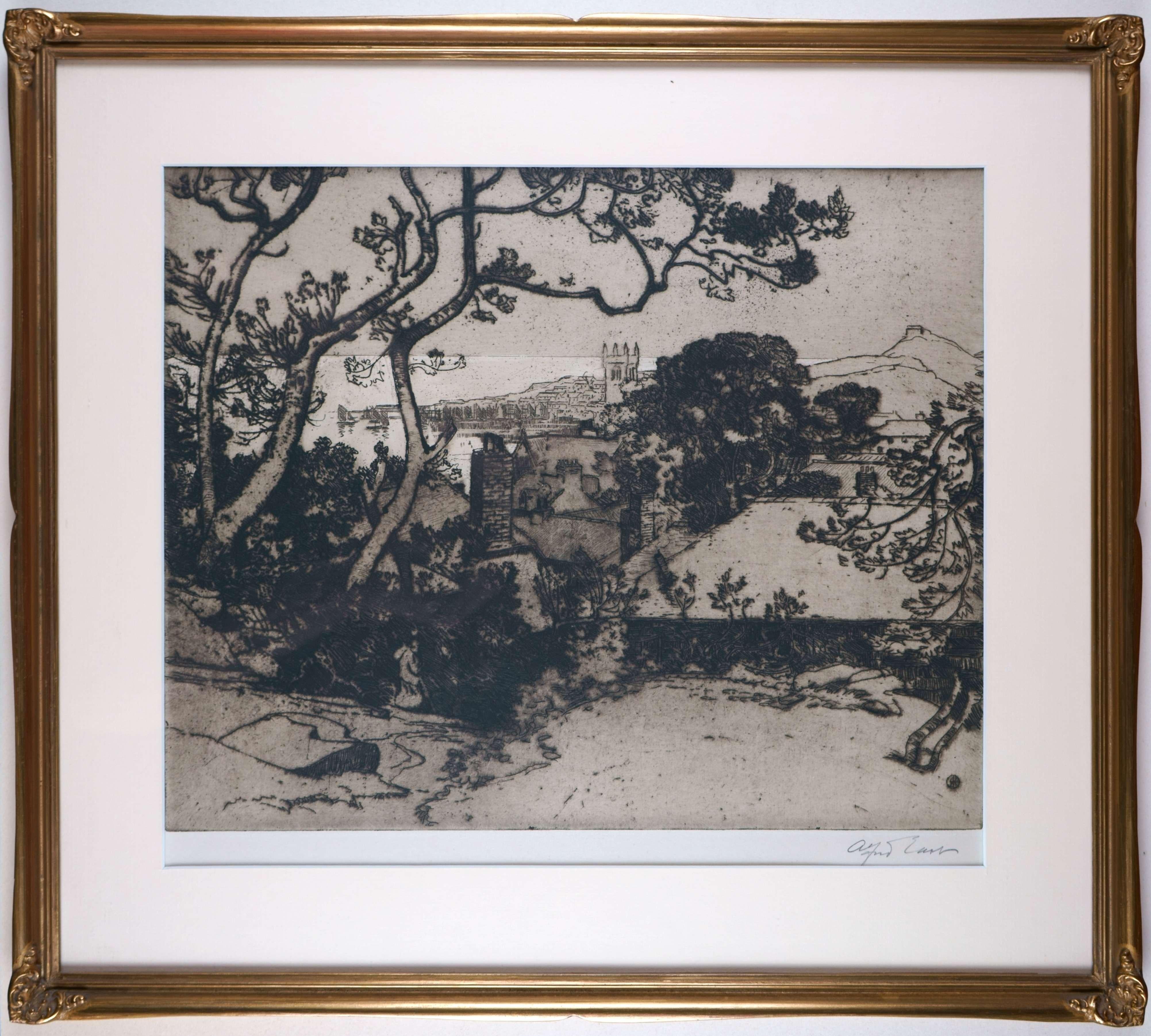 Vista de una ciudad costera / - La visión del peregrino - - Print Realista de Albert Ernst