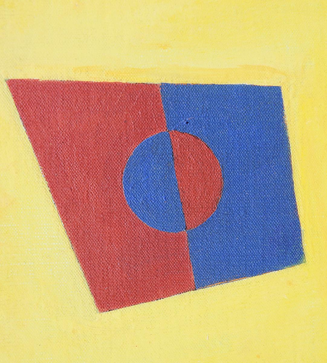 Early Modern American Cubist Yellow, Blue, and Red Abstract Geometric Painting 3