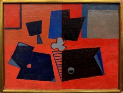 "Sans titre Albert Eugene Gallatin, milieu du siècle Abstrait, rouge et bleu, géométrique