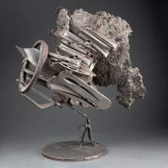 Albert Féraud : "Abstraction", unique sculpture made of steel C. 19...