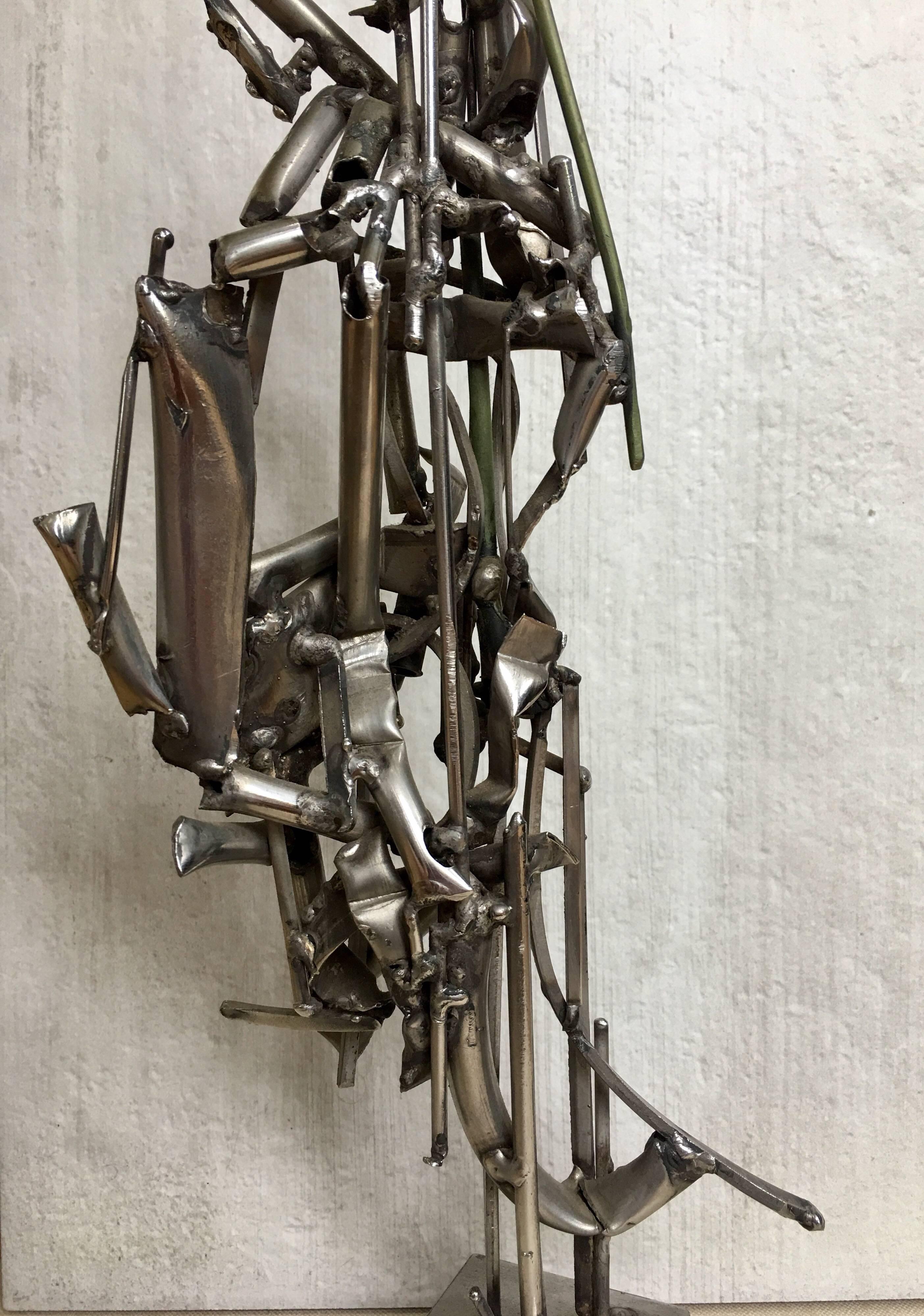 French Albert Feraud Brutalist Mid-Century Modern Abstract Metal Sculpture, France 