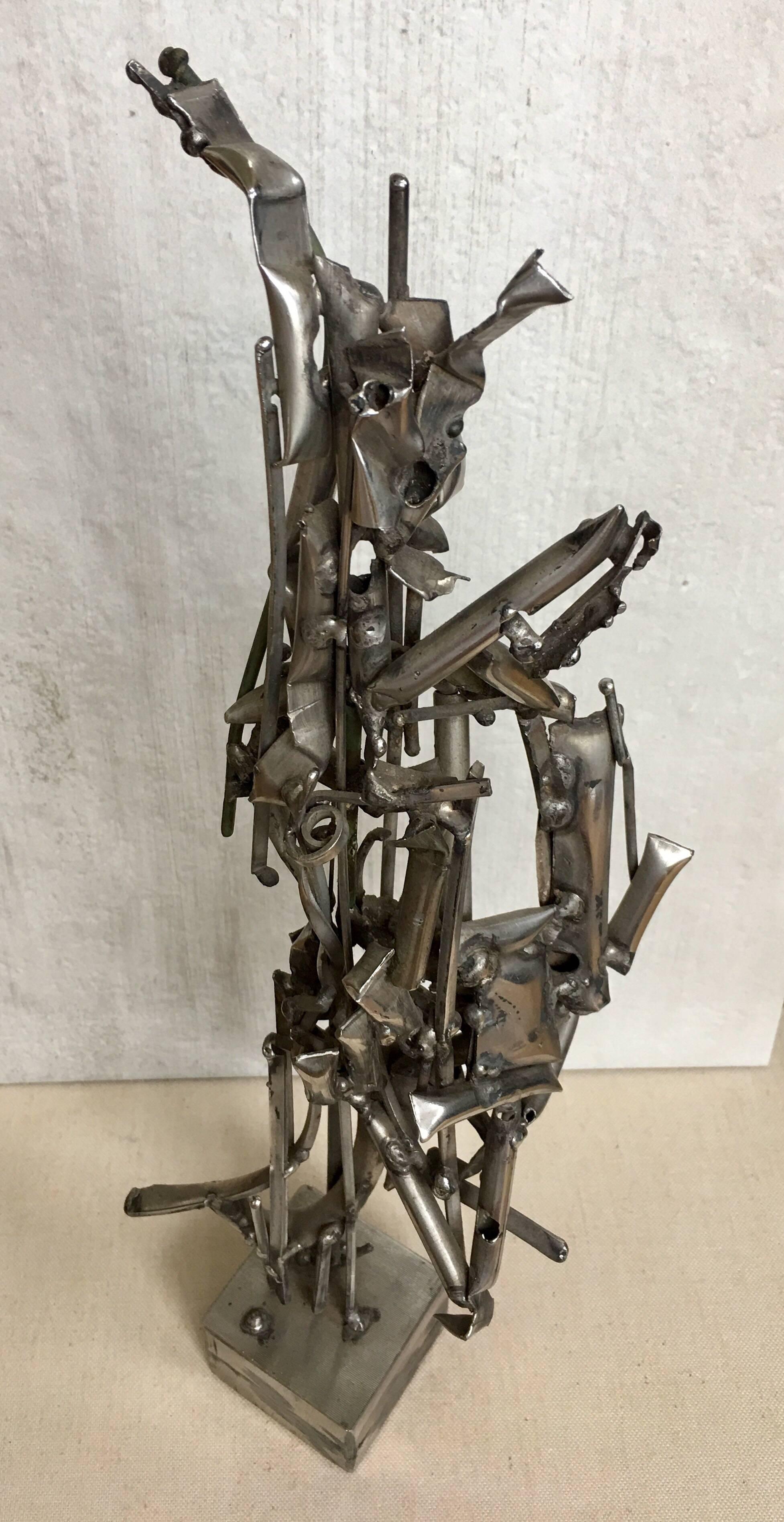 Albert Feraud Brutalist Mid-Century Modern Abstract Metal Sculpture, France  1
