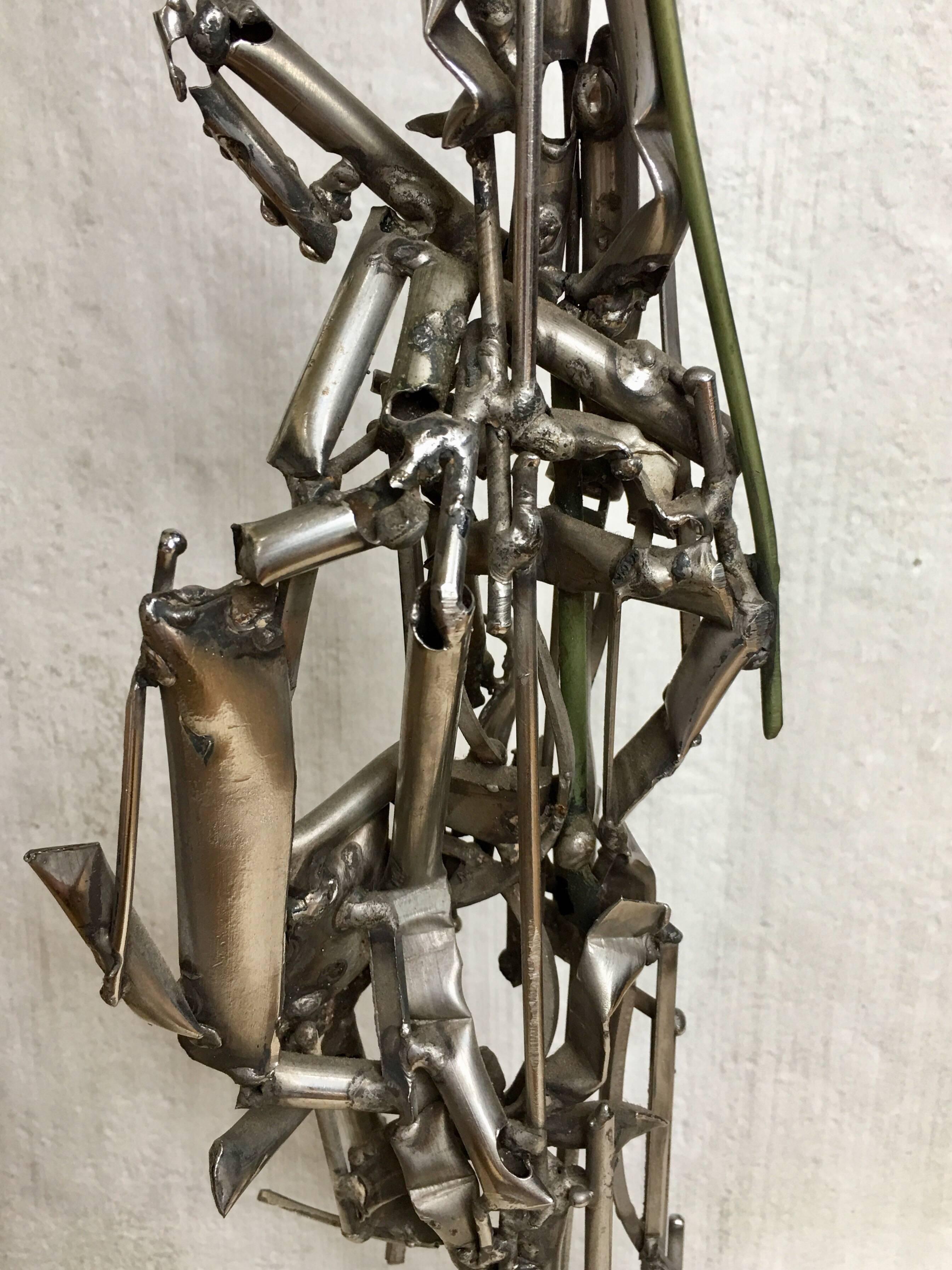 Albert Feraud Brutalist Mid-Century Modern Abstract Metal Sculpture, France  2