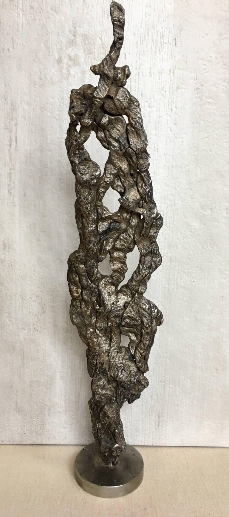 French Albert Feraud Brutalist Mid-Century Modern Abstract Metal Sculpture, France For Sale
