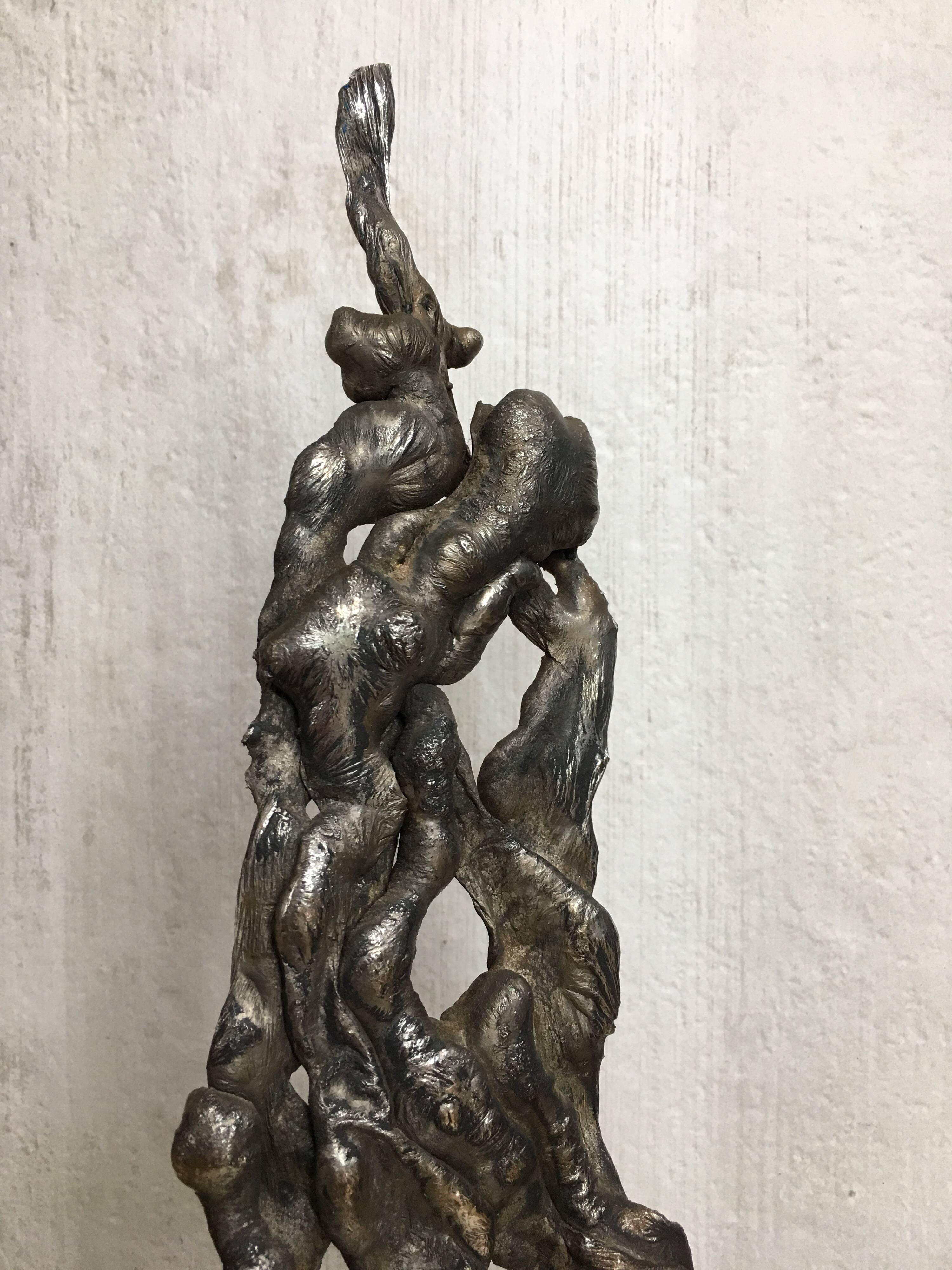 French Albert Feraud Brutalist Mid-Century Modern Abstract Metal Sculpture, France For Sale