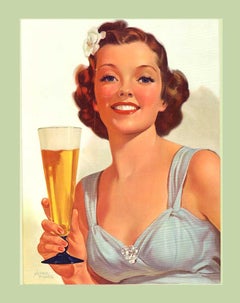Original Have a Beer Girl  (estilo pin up) cartel vintage de los años 40