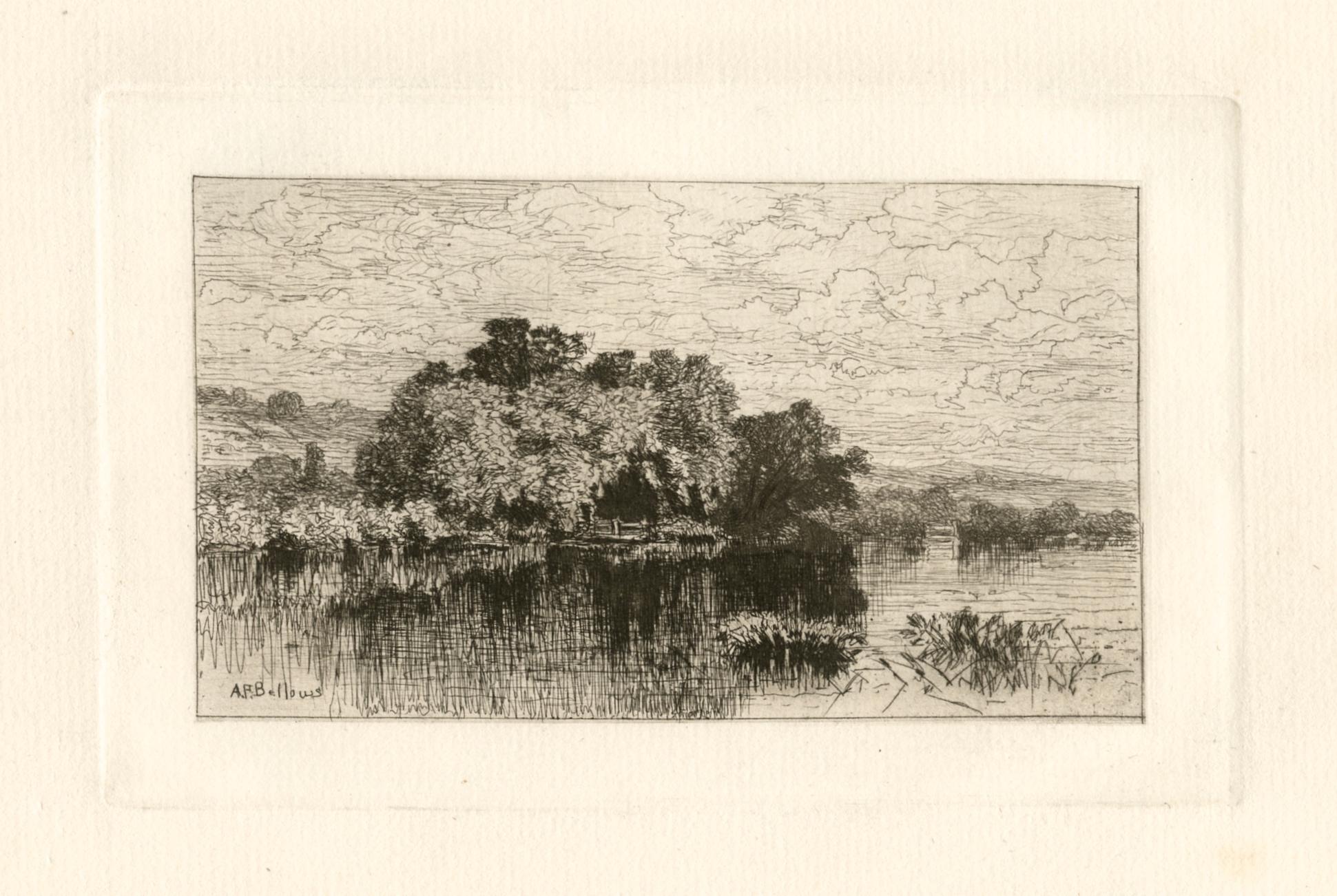"Mill Pond At Windsor, Connecticut" original etching - Print by Albert Fitch Bellows