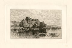 Antique "Mill Pond At Windsor, Connecticut" original etching